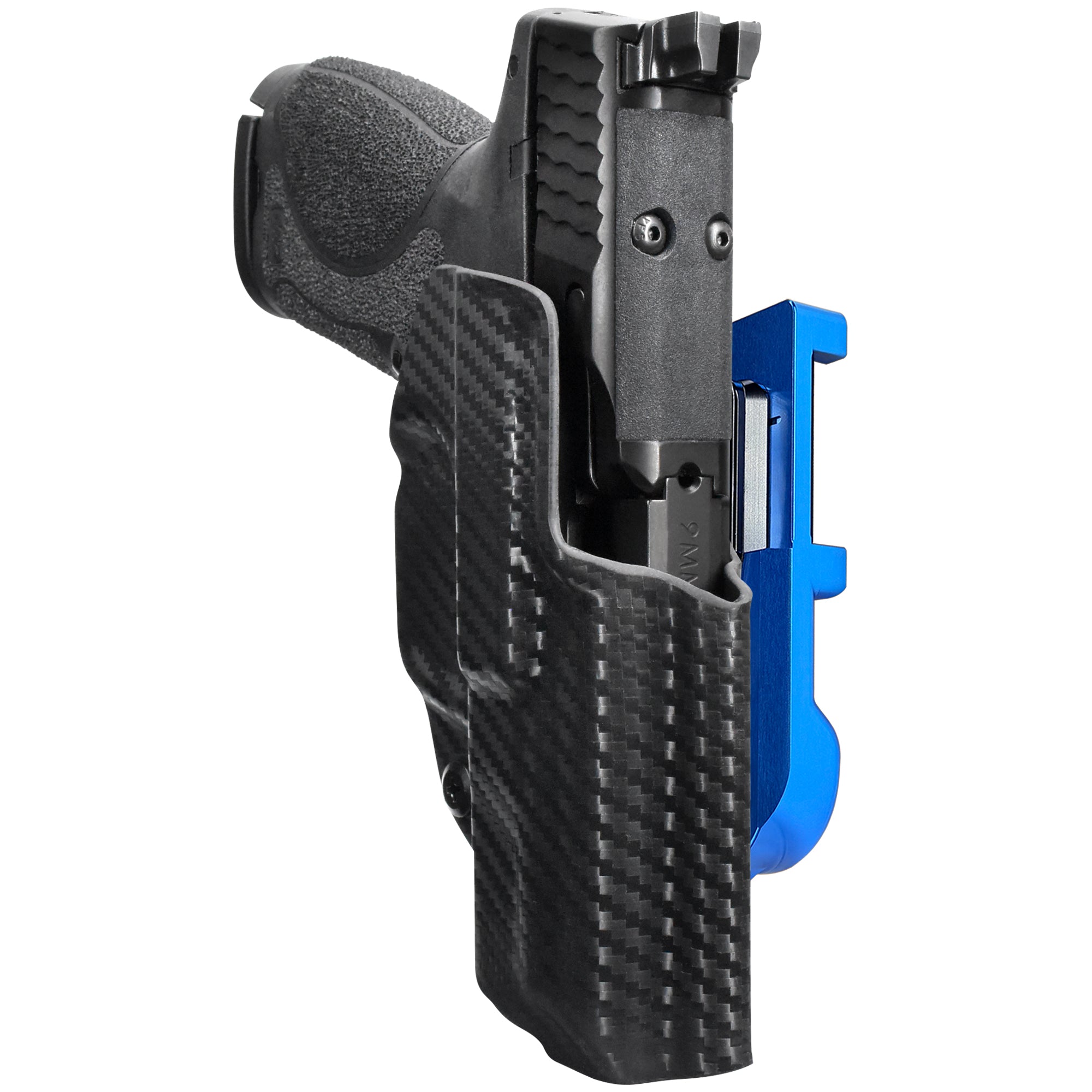 S&W MP9 Subcompact 3.6'' IDPA Quick Mount Holster with Blue Belt Attachment, Carbon Fiber Holster Shell