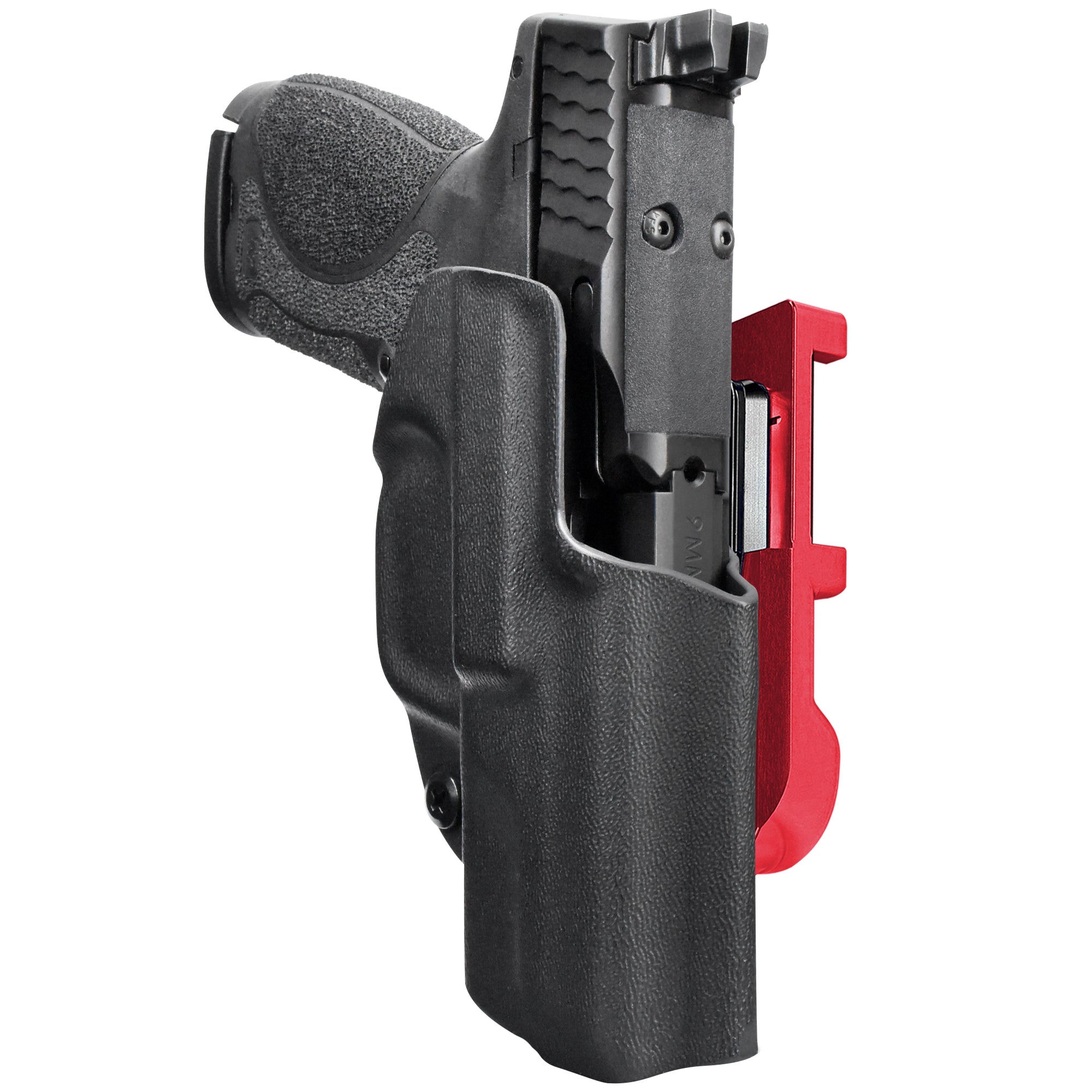 S&W MP9 Subcompact 3.6'' IDPA Quick Mount Holster with Red Belt Attachment, Black Holster Shell