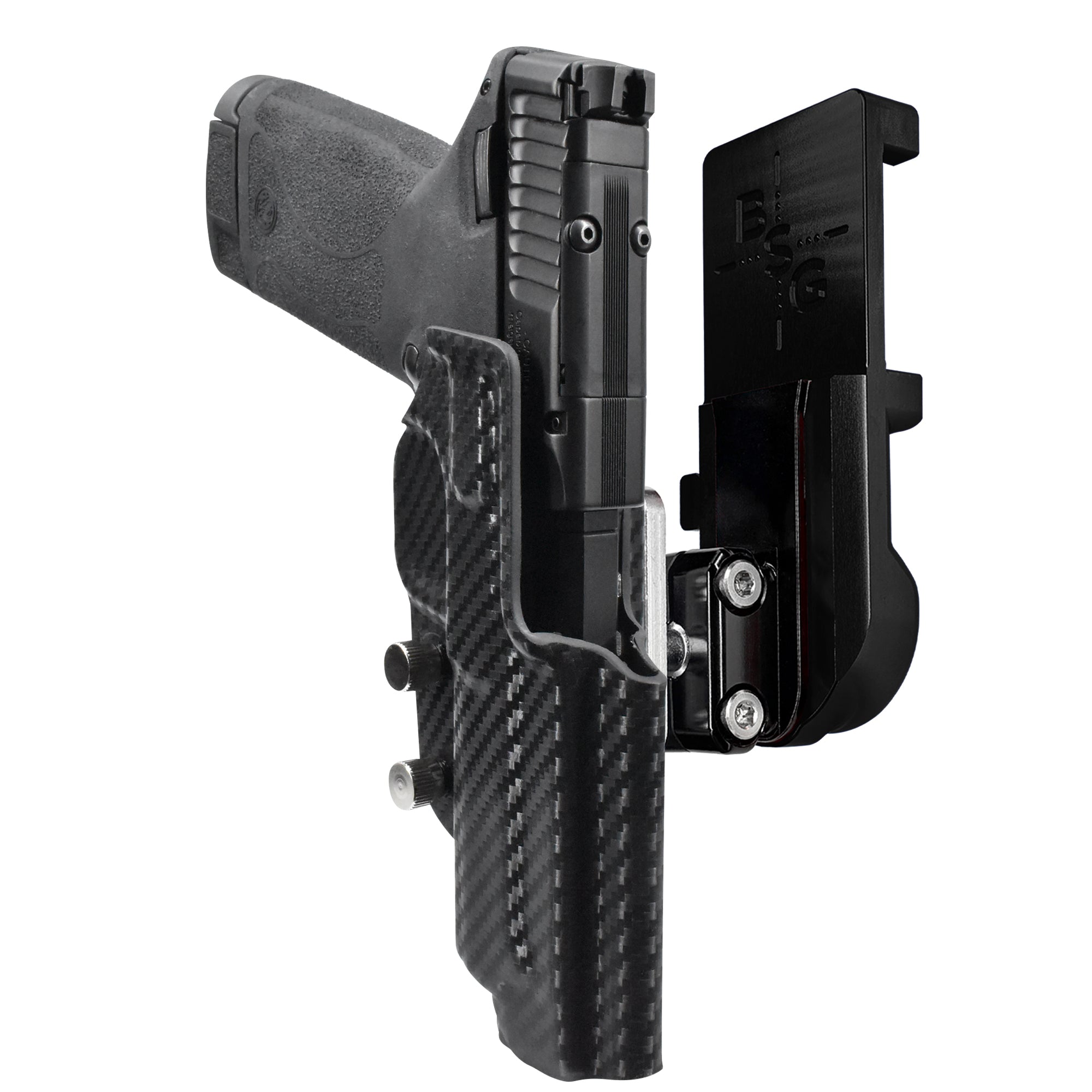 S&W M&P22 Magnum IPSC/USPA Quick Mount Ball Joint Holster with Black Belt Attachment, Carbon Fiber Holster Shell