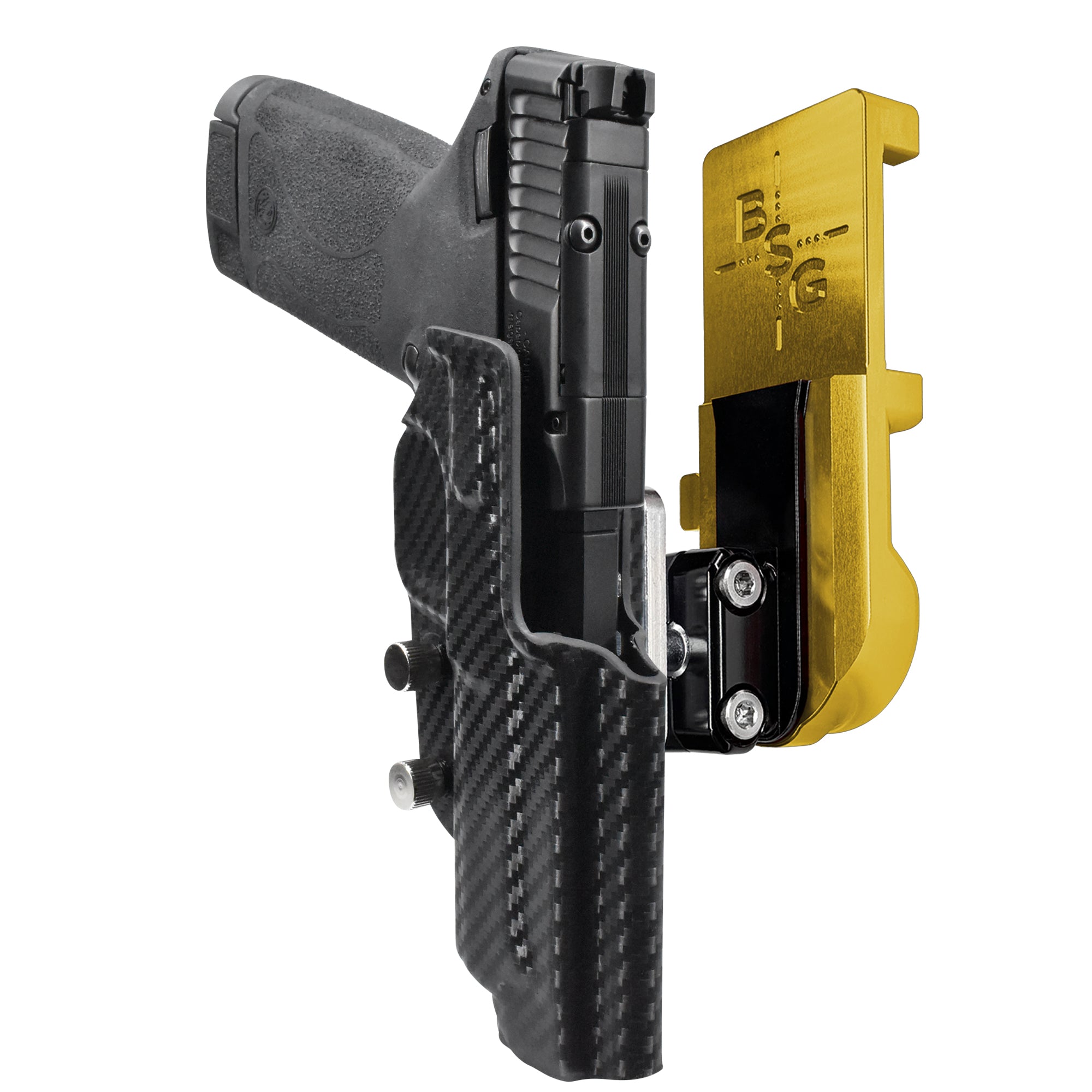 S&W M&P22 Magnum IPSC/USPA Quick Mount Ball Joint Holster with 24K Gold Belt Attachment, Carbon Fiber Holster Shell