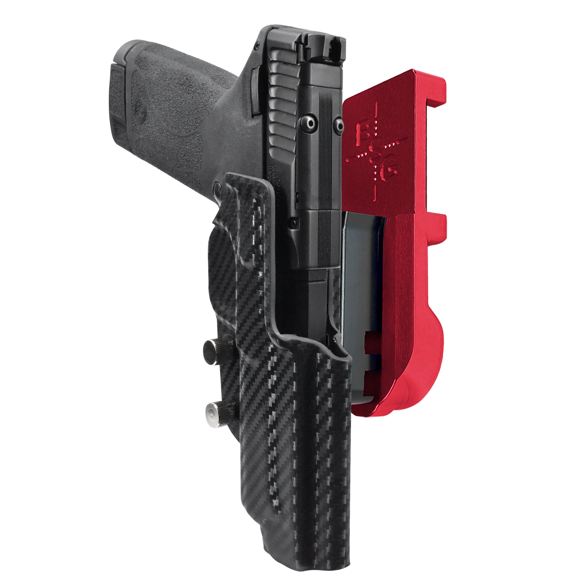 S&W M&P22 Magnum IPSC/USPA Quick Mount Holster with Red Belt Attachment, Carbon Fiber Holster Shell