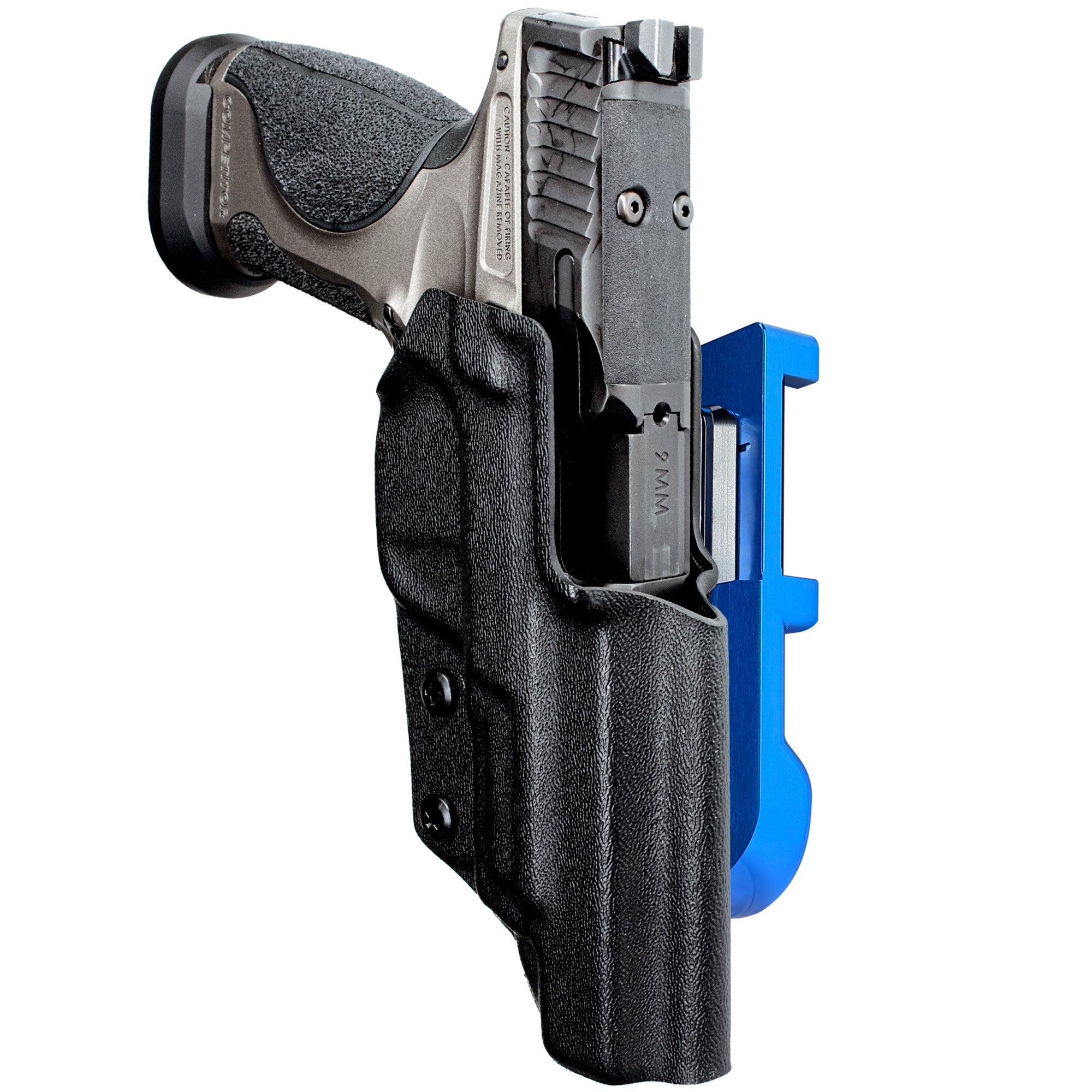S&W M&P9 Competitor IDPA Quick Mount Holster with Blue Belt Attachment, Black Holster Shell