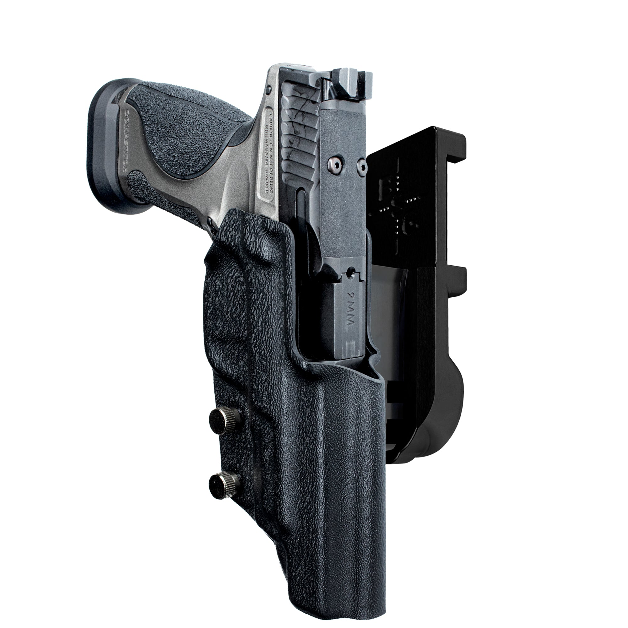 S&W M&P9 Competitor IPSC/USPA Quick Mount Holster with Black Belt Attachment, Black Holster Shell