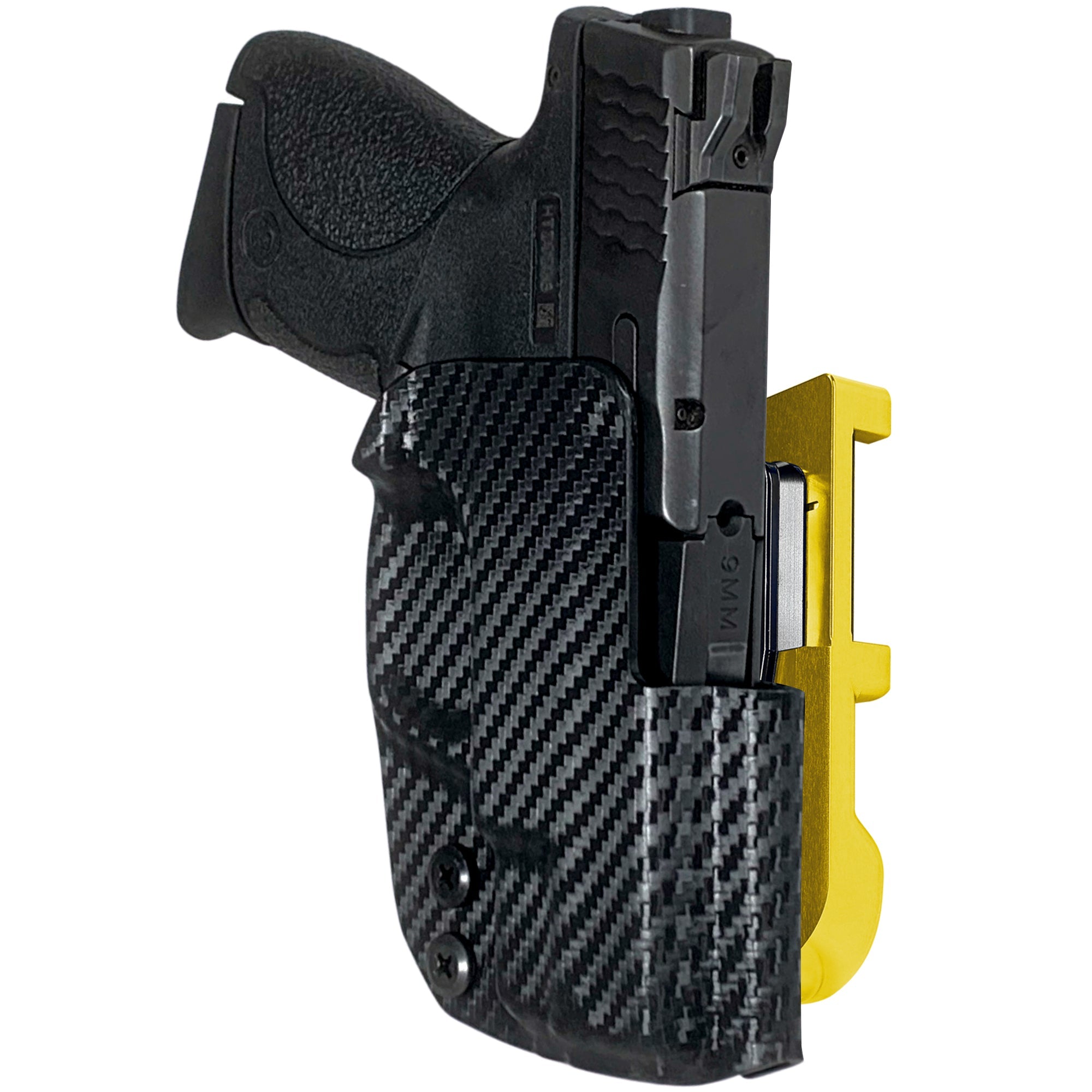 S&W M&P Shield 3.1'' IDPA Quick Mount Holster with 24K Gold Belt Attachment, Carbon Fiber Holster Shell