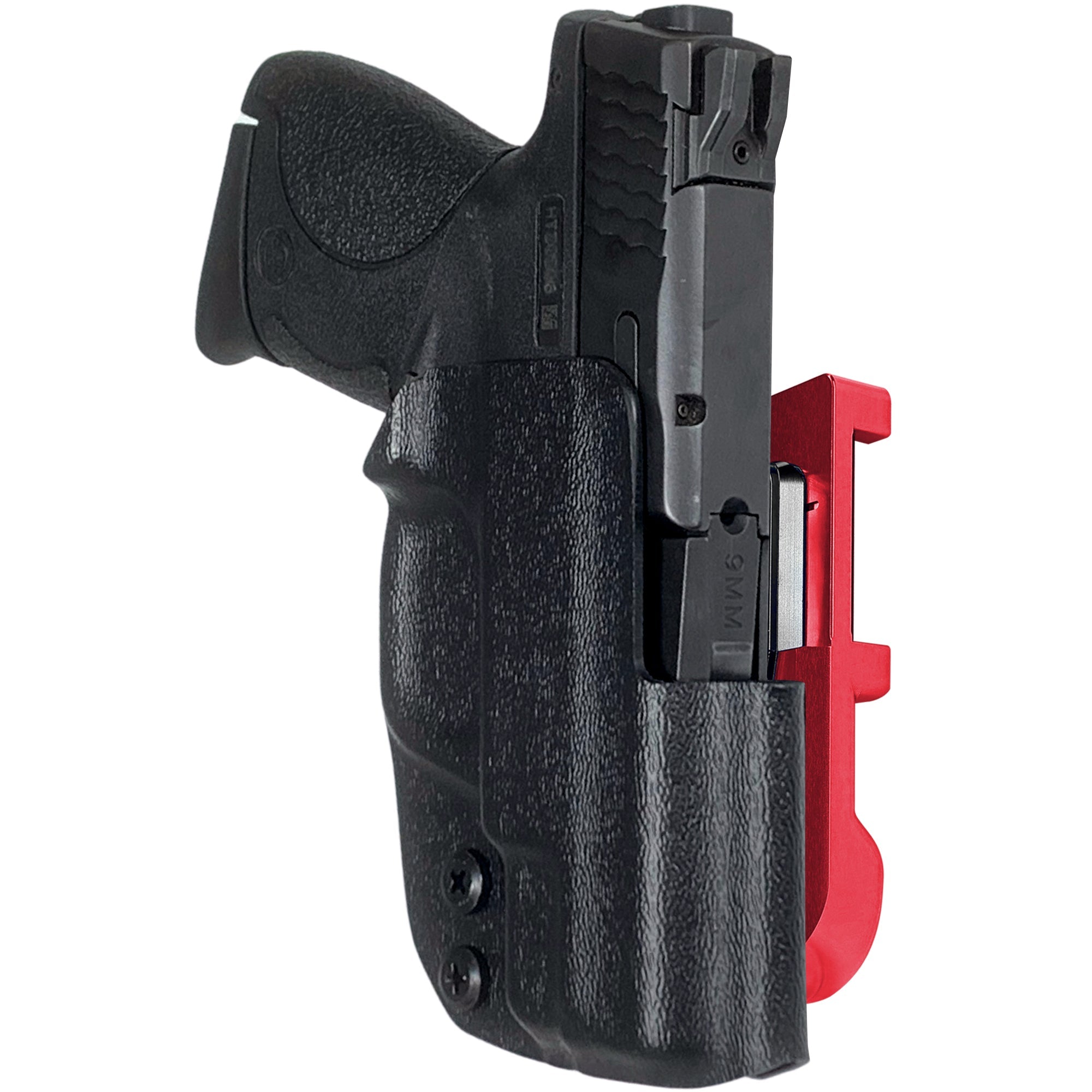 S&W M&P Shield 3.1'' IDPA Quick Mount Holster with Red Belt Attachment, Black Holster Shell