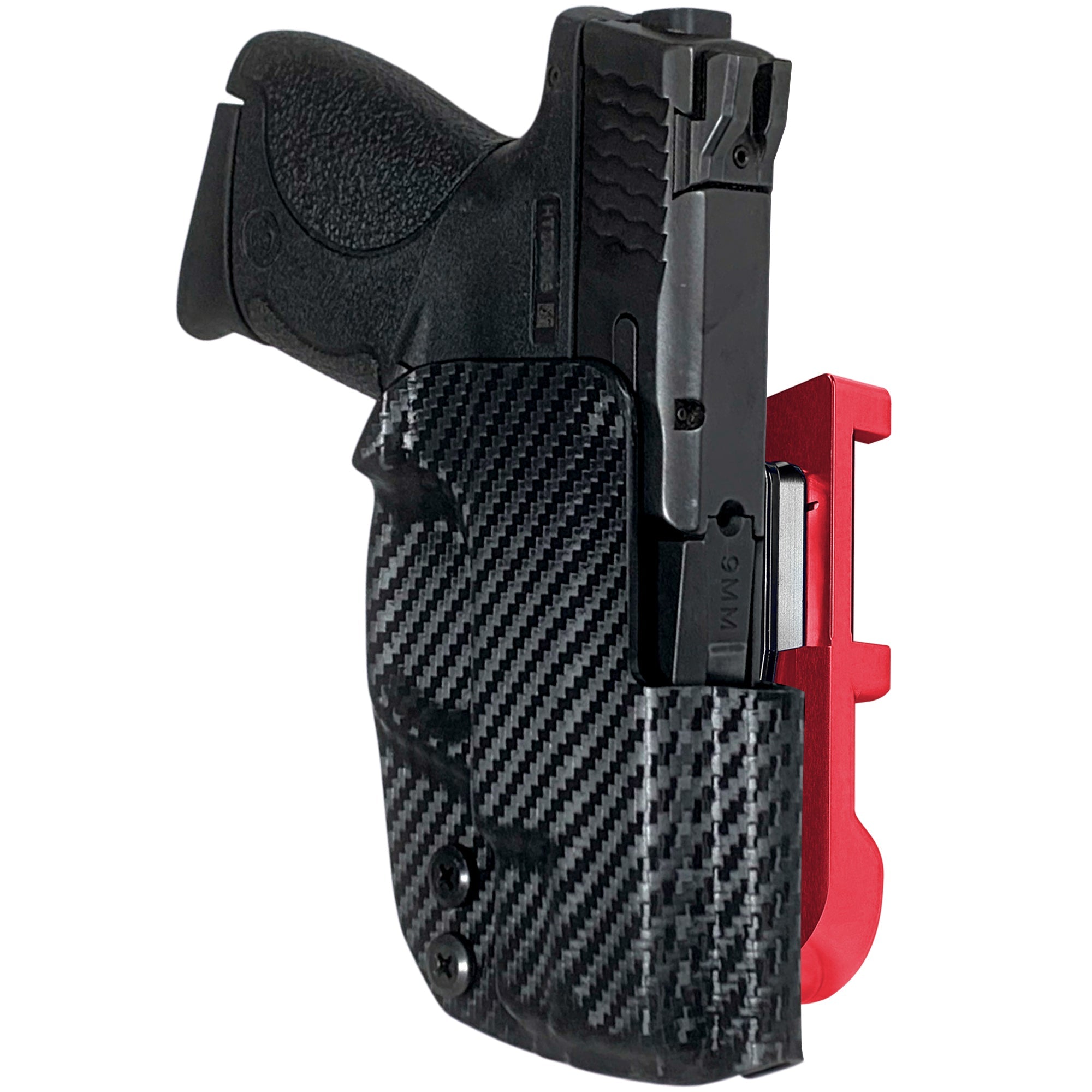 S&W M&P Shield 3.1'' IDPA Quick Mount Holster with Red Belt Attachment, Carbon Fiber Holster Shell