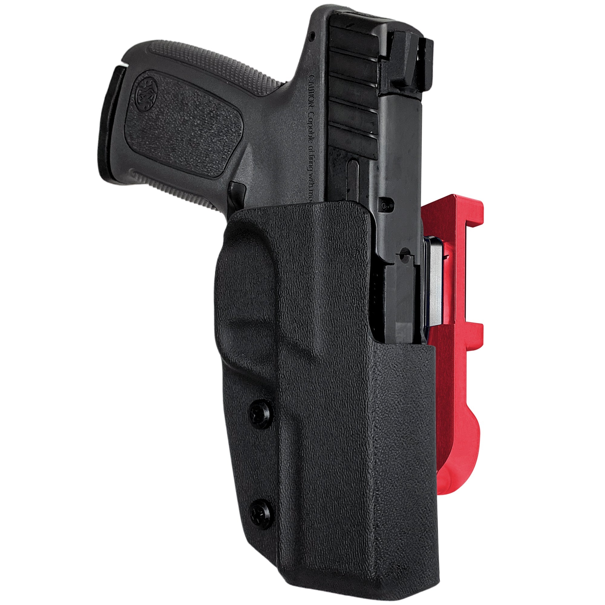 S&W SD9/SD9 VE IDPA Quick Mount Holster with Red Belt Attachment, Black Holster Shell
