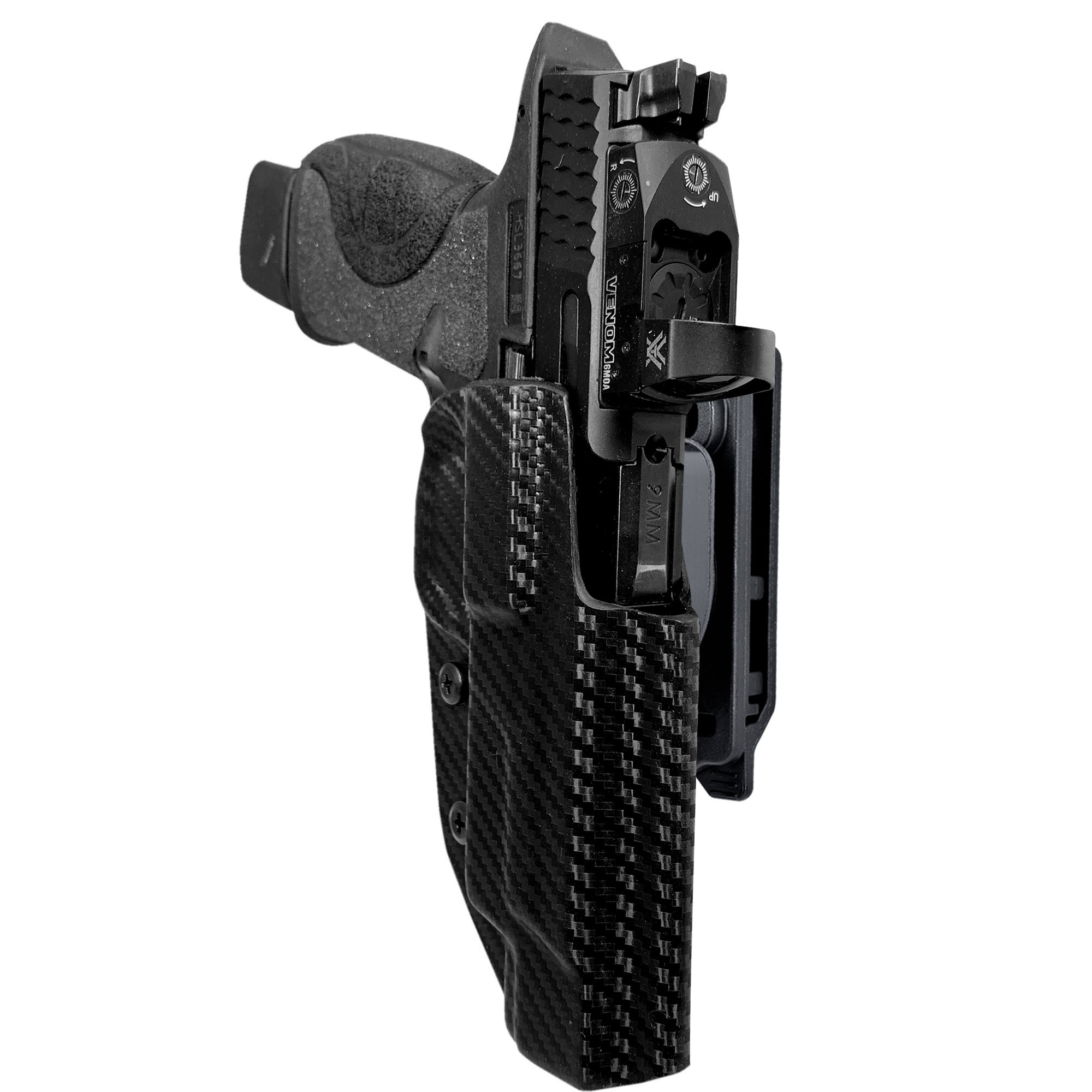 Smith & Wesson M&P9/40 5'' w/ Align Tactical Thumb Rest Quick Release IDPA Holster in Carbon Fiber