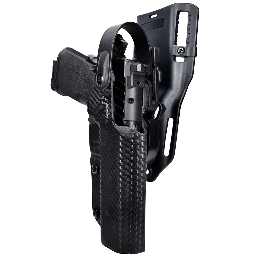 Black Scorpion Level 2 Duty Holster – Springfield Prodigy 5” W/ SureFire X300, OWB Right Hand, Black Kydex