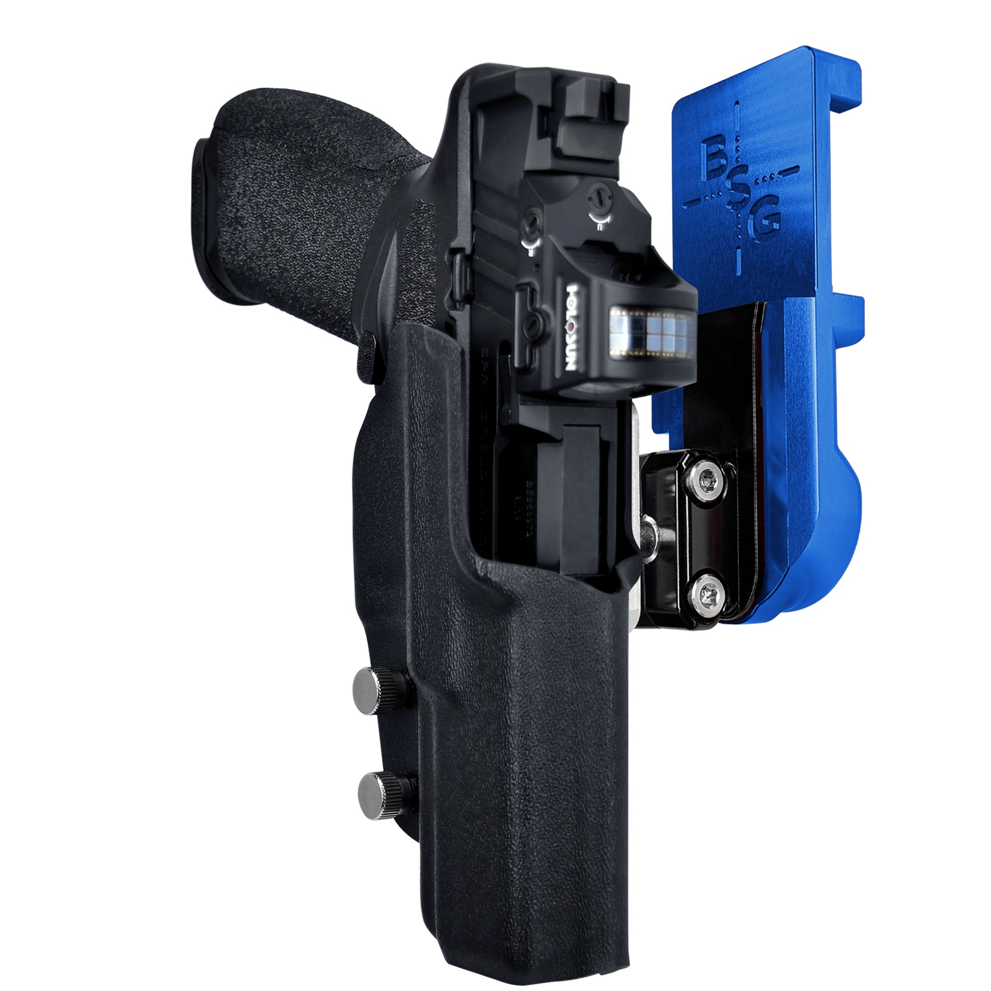 Springfield Echelon IPSC/USPA Quick Mount Ball Joint Holster with Blue Belt Attachment, Black Holster Shell