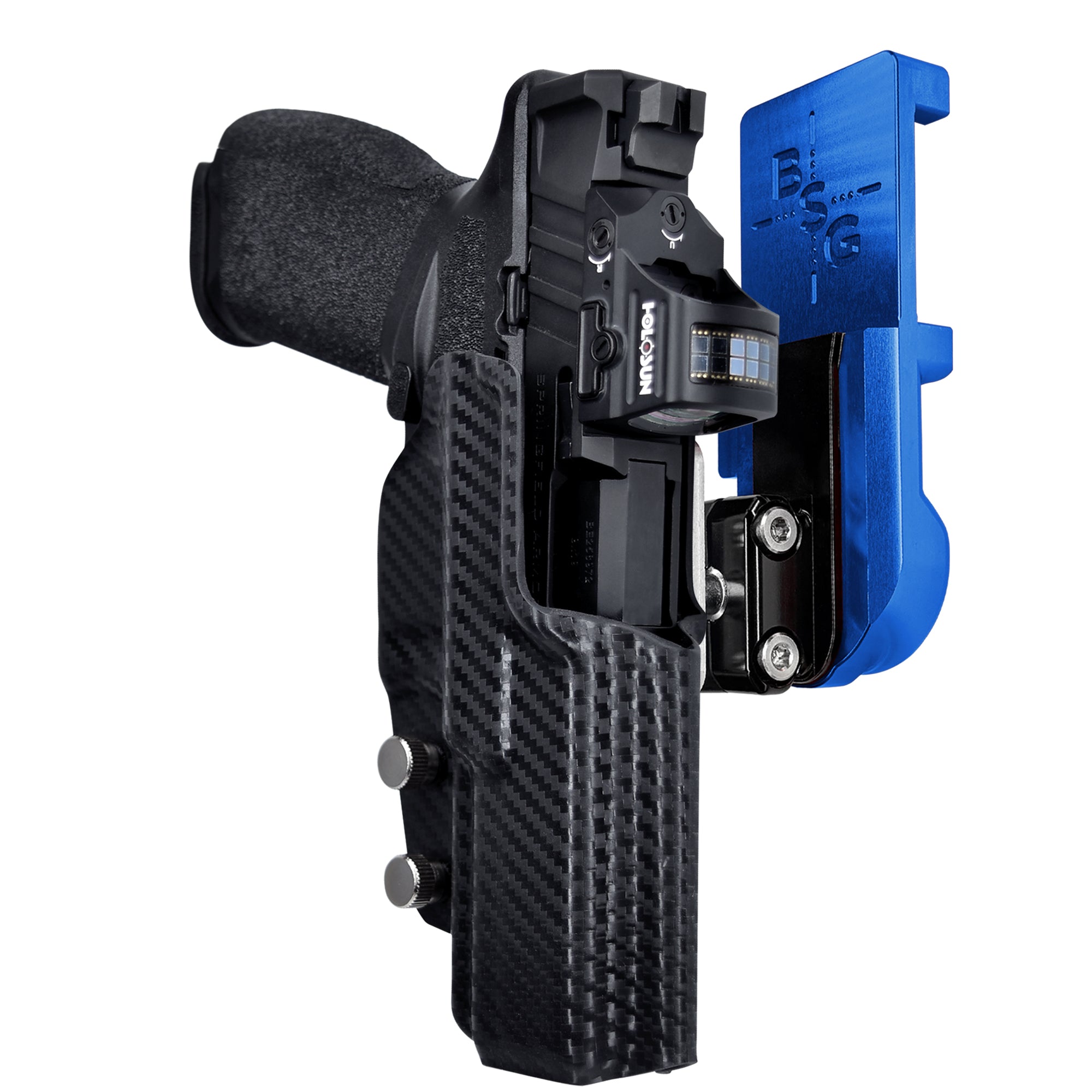Springfield Echelon IPSC/USPA Quick Mount Ball Joint Holster with Blue Belt Attachment, Carbon Fiber Holster Shell
