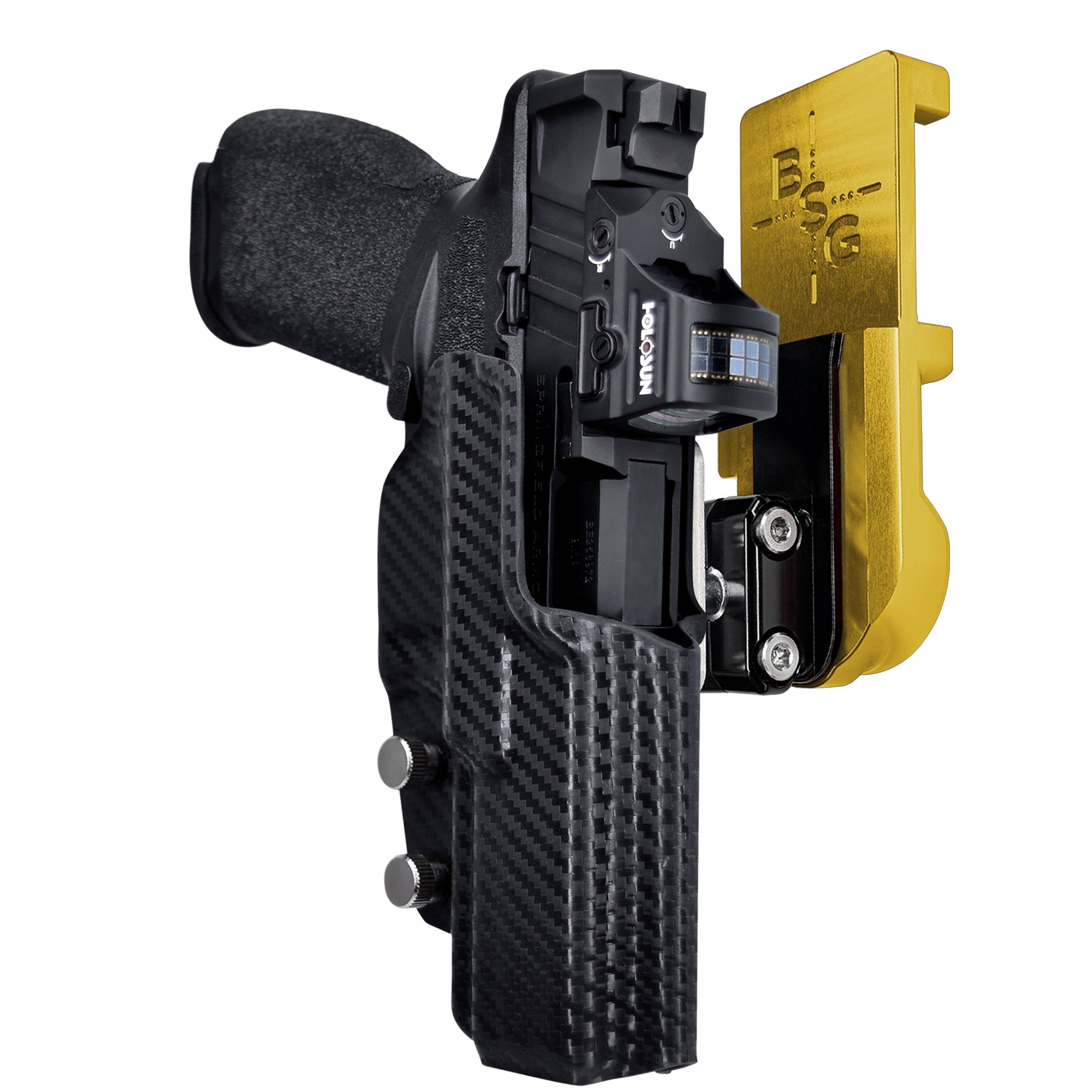 Springfield Echelon IPSC/USPA Quick Mount Ball Joint Holster with 24K Gold Belt Attachment, Carbon Fiber Holster Shell