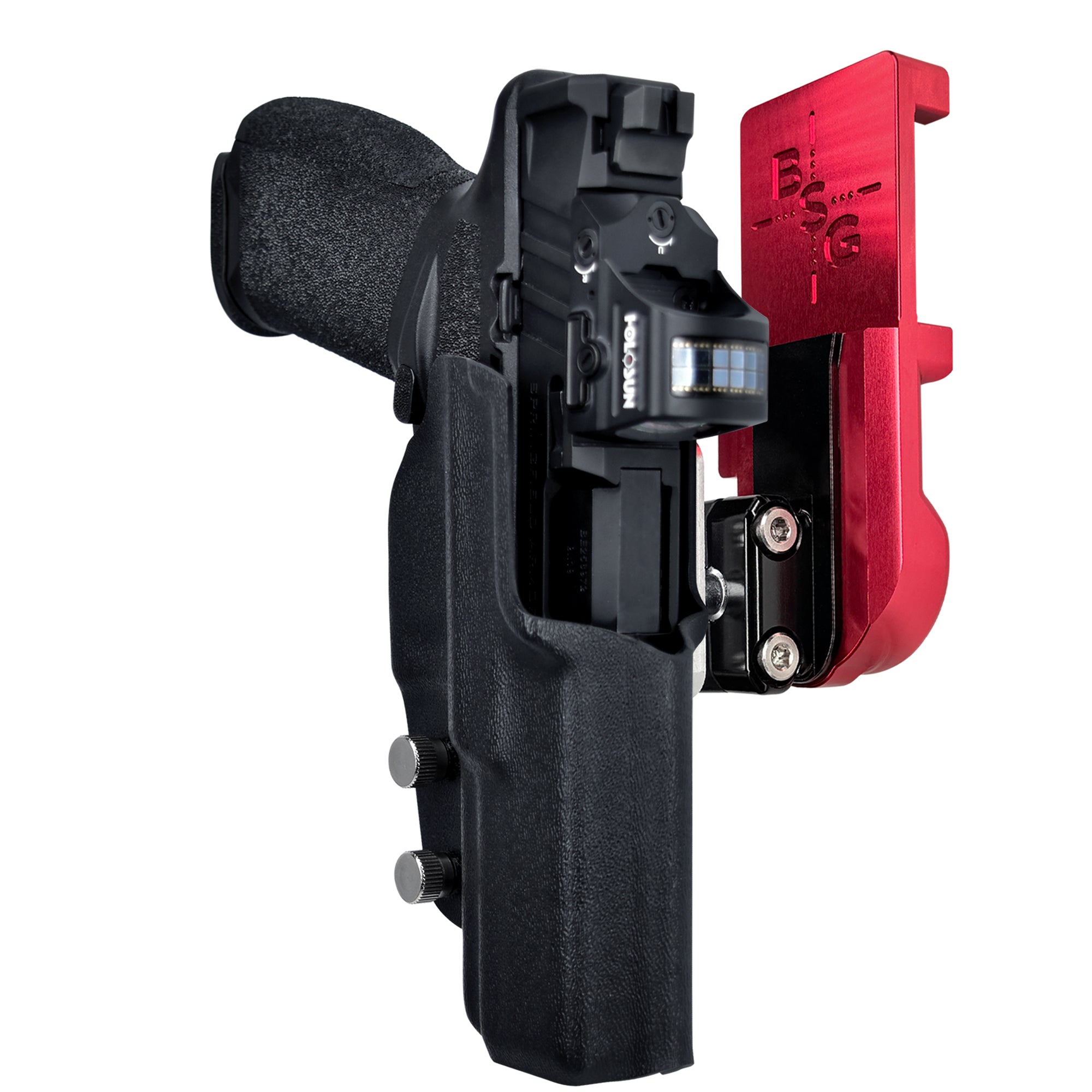 Springfield Echelon IPSC/USPA Quick Mount Ball Joint Holster with Red Belt Attachment, Black Holster Shell