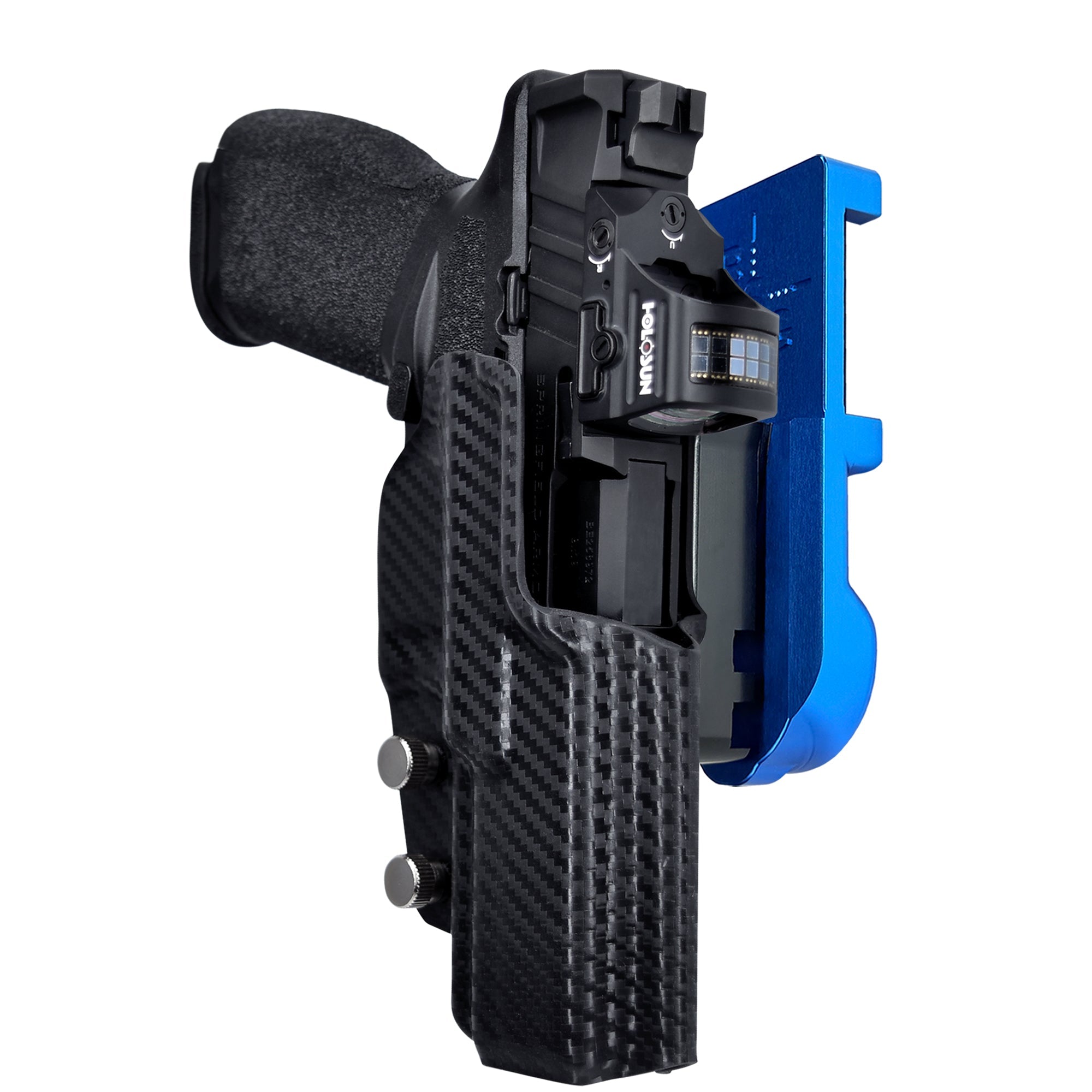 Springfield Echelon IPSC/USPA Quick Mount Holster with Blue Belt Attachment, Carbon Fiber Holster Shell
