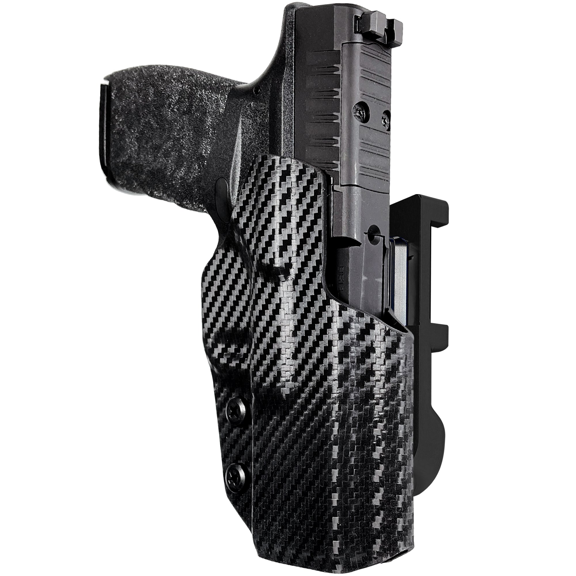 Springfield Hellcat Pro IDPA Quick Mount Holster with Black Belt Attachment, Carbon Fiber Holster Shell