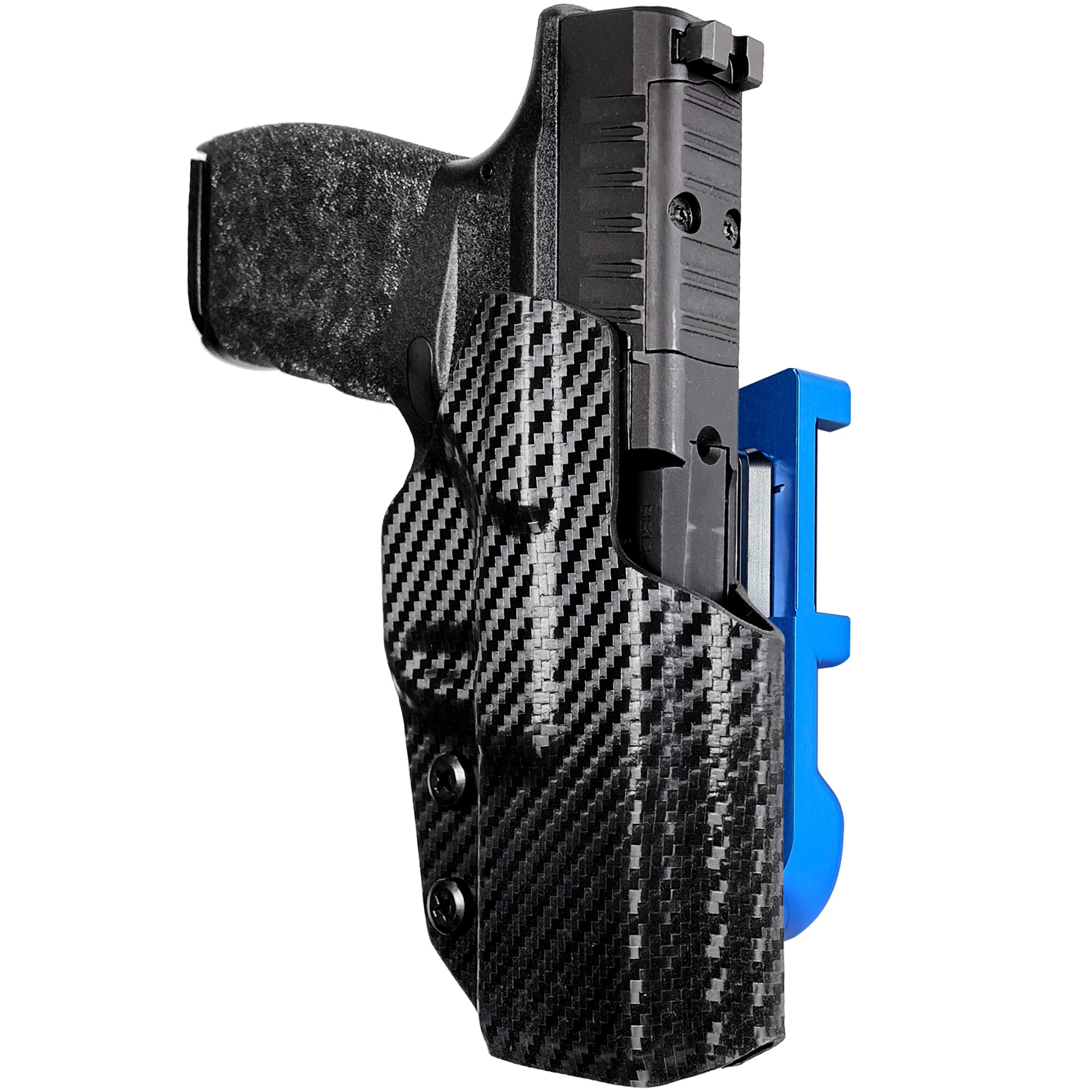 Springfield Hellcat Pro IDPA Quick Mount Holster with Blue Belt Attachment, Carbon Fiber Holster Shell