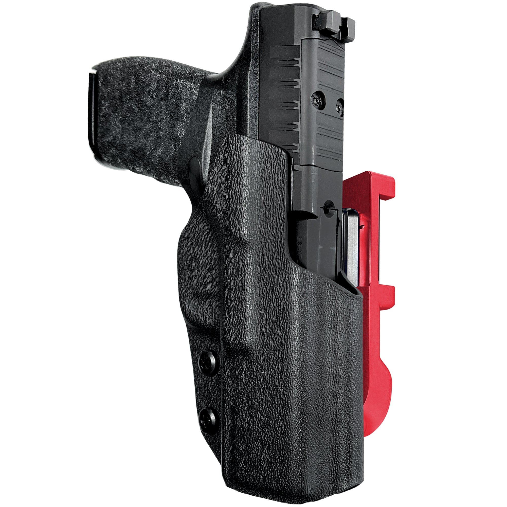 Springfield Hellcat Pro IDPA Quick Mount Holster with Red Belt Attachment, Black Holster Shell