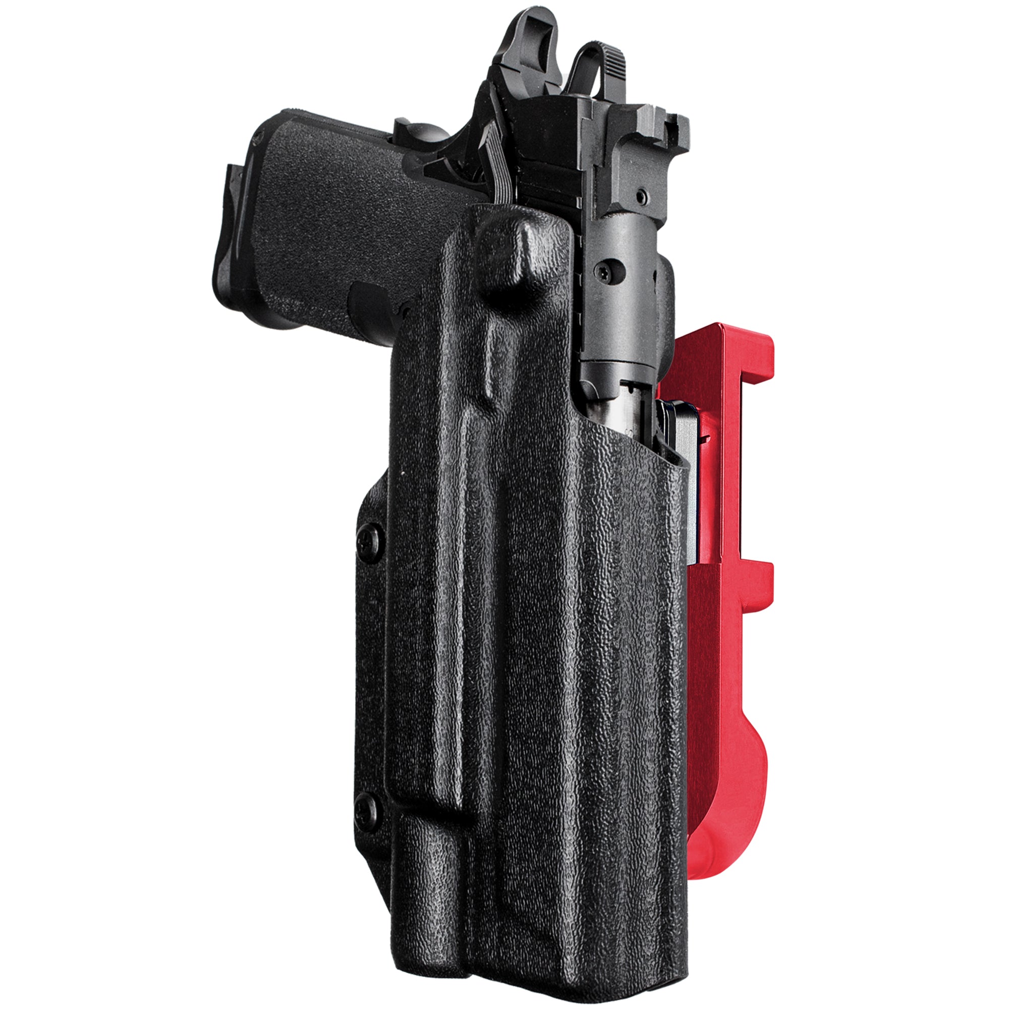 Springfield Prodigy 5 X300UA IDPA Quick Mount Holster with Red Belt Attachment, Black Holster Shell