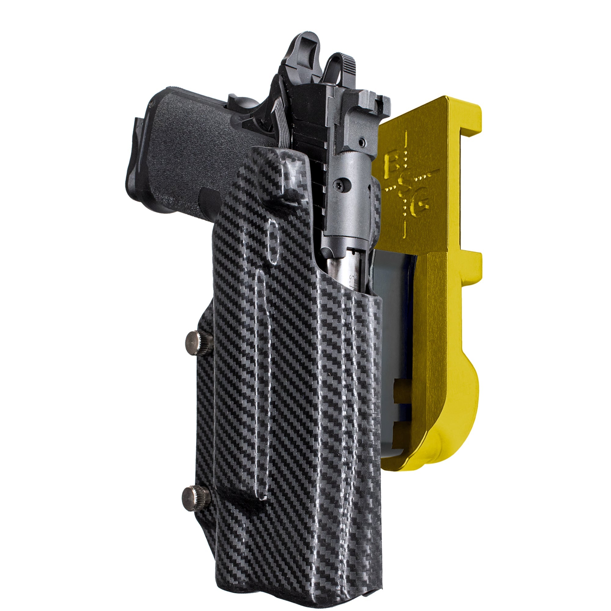 Springfield Prodigy 5 X300UA IPSC/USPA Quick Mount Holster with 24K Gold Belt Attachment, Carbon Fiber Holster Shell