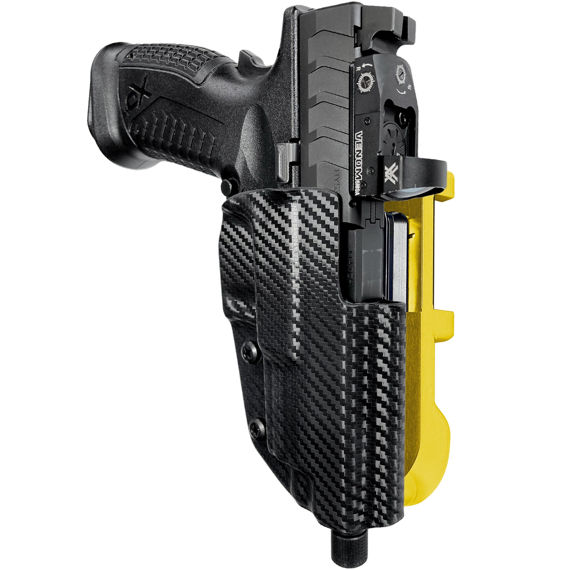 Springfield XD-M Elite 4.5'' IDPA Quick Mount Holster with 24K Gold Belt Attachment, Carbon Fiber Holster Shell