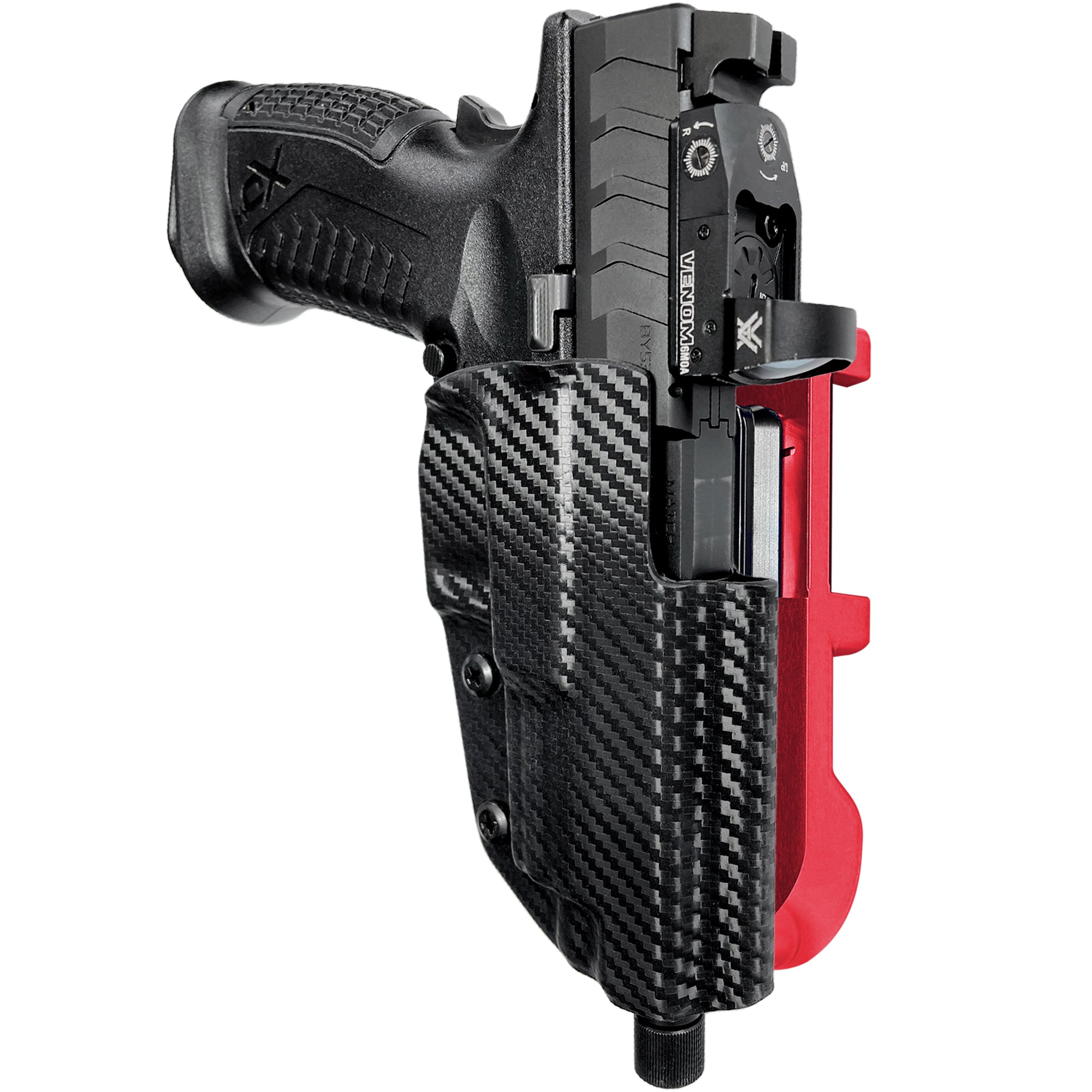 Springfield XD-M Elite 4.5'' IDPA Quick Mount Holster with Red Belt Attachment, Carbon Fiber Holster Shell