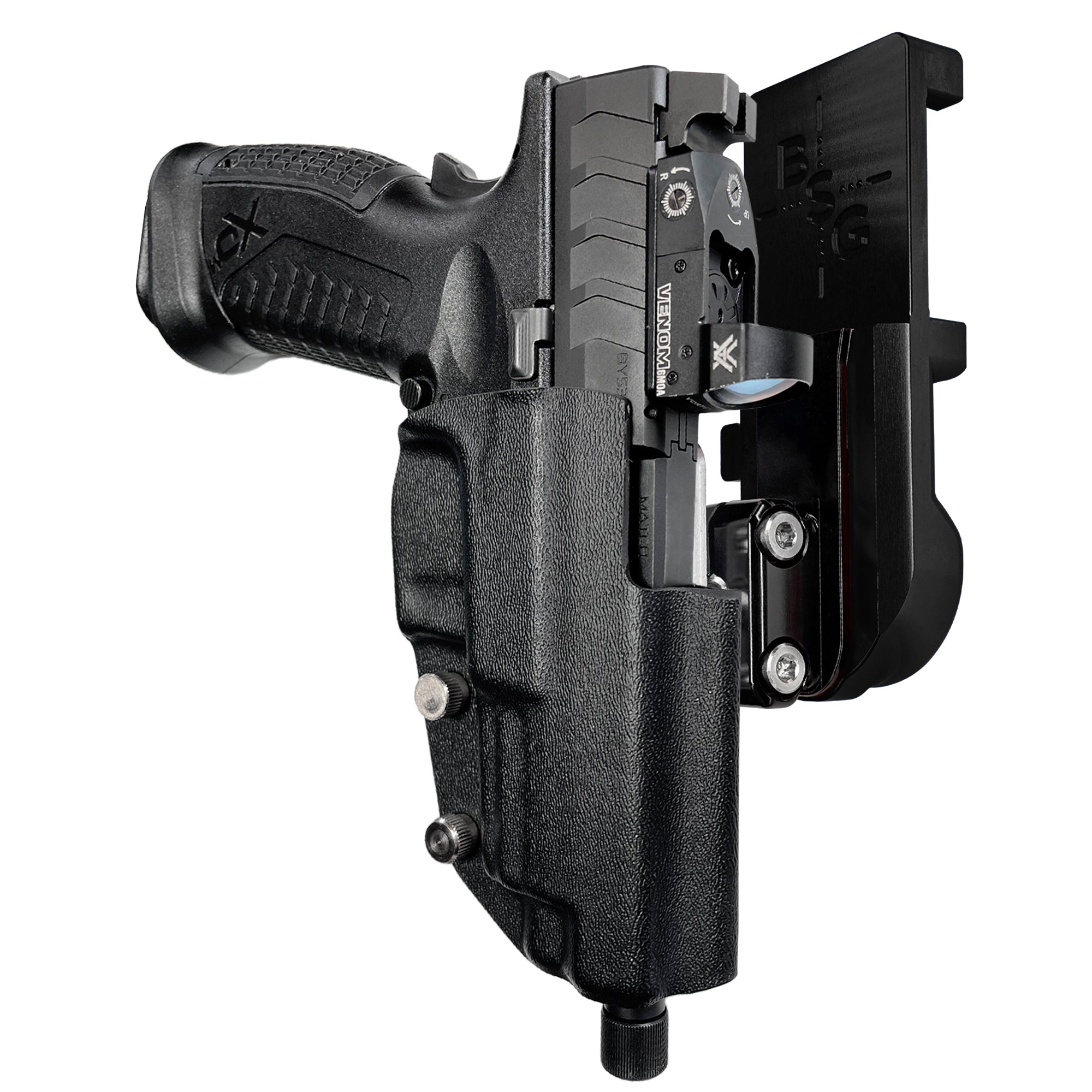 Springfield XD-M Elite 4.5'' IPSC/USPA Quick Mount Ball Joint Holster with Black Belt Attachment, Black Holster Shell