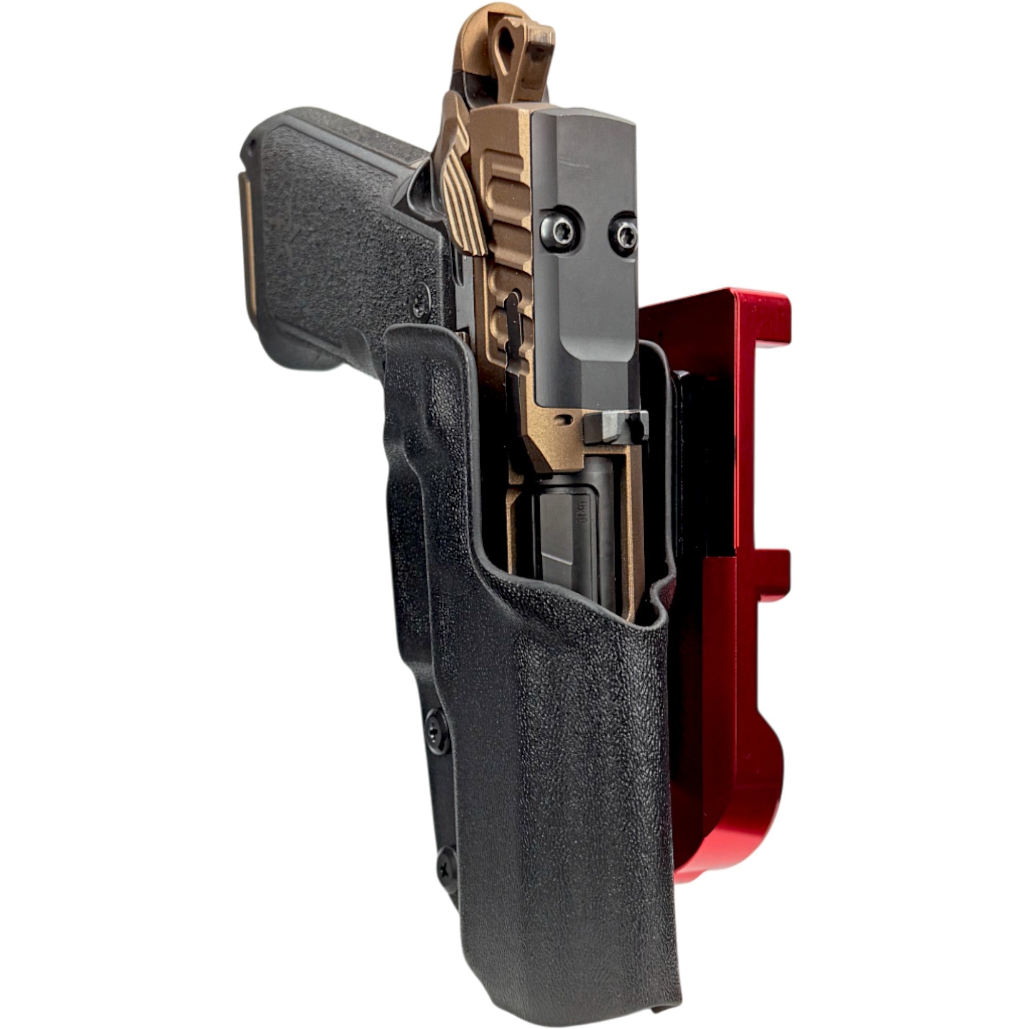Staccato HD P4 IDPA Quick Mount Holster with Red Belt Attachment, Black Holster Shell
