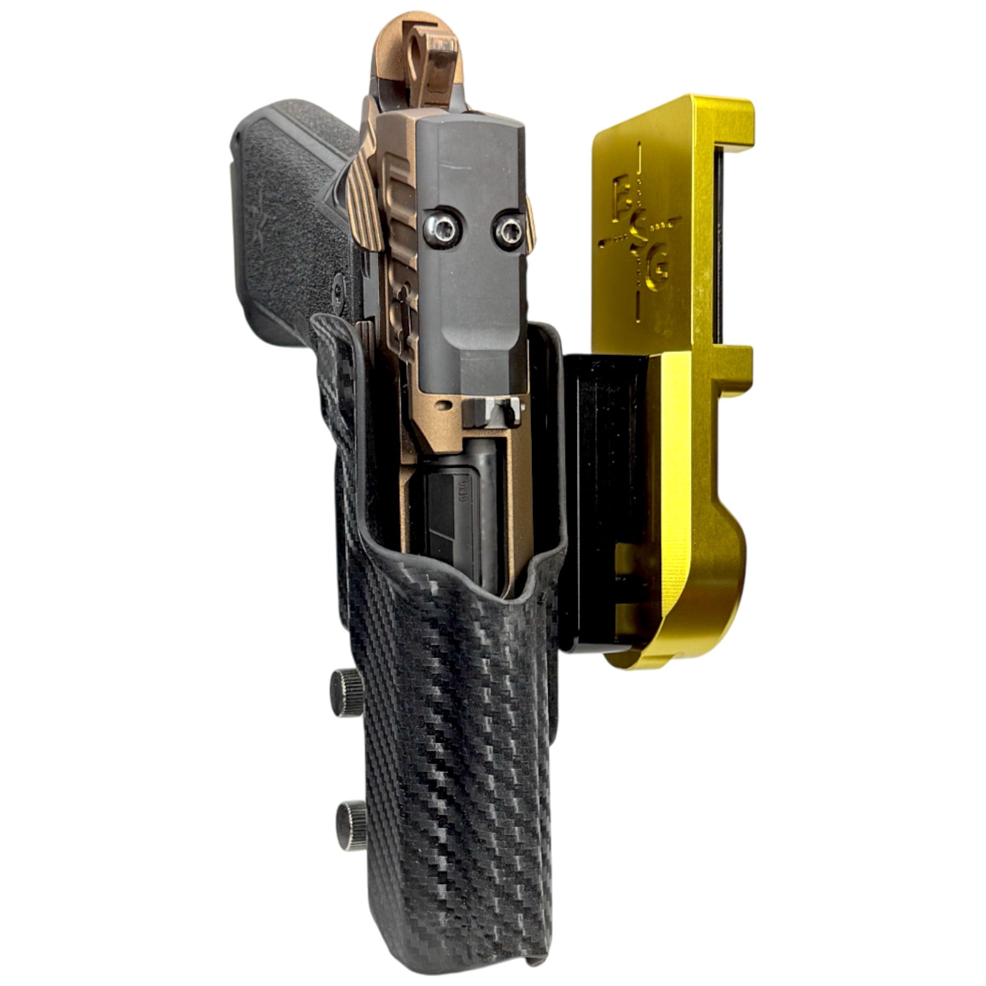 Staccato HD P4 IPSC/USPA Quick Mount Holster with 24K Gold Belt Attachment, Carbon Fiber Holster Shell