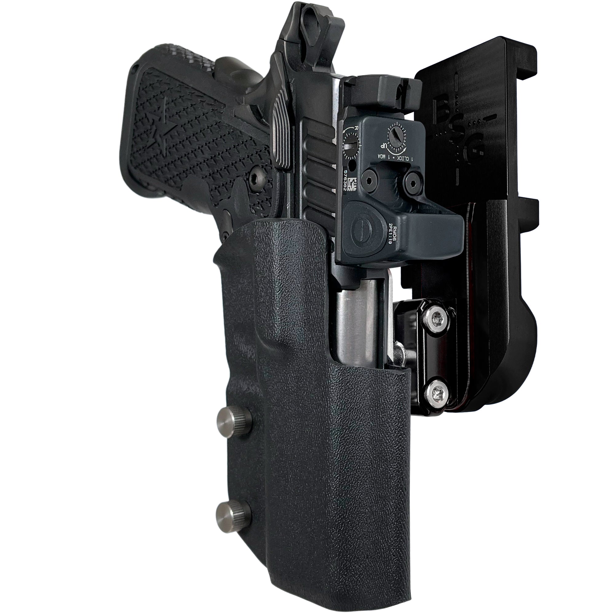 Staccato C2 IPSC/USPA Quick Mount Ball Joint Holster with Black Belt Attachment, Black Holster Shell