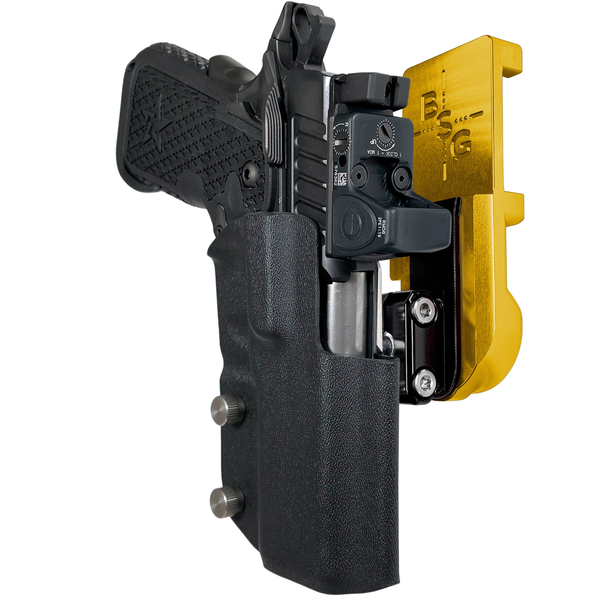 Staccato C2 IPSC/USPA Quick Mount Ball Joint Holster with 24K Gold Belt Attachment, Black Holster Shell