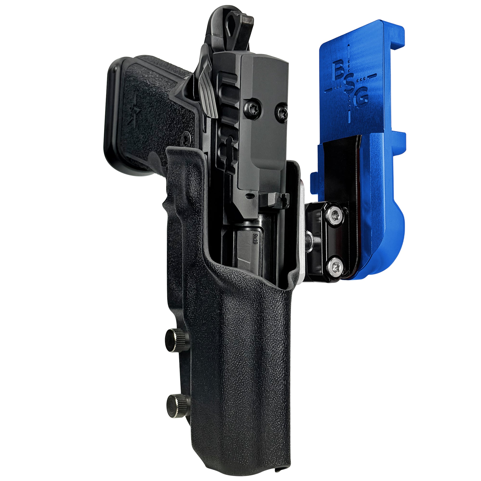 Staccato HD C4X IPSC/USPA Quick Mount Ball Joint Holster with Blue Belt Attachment, Black Holster Shell