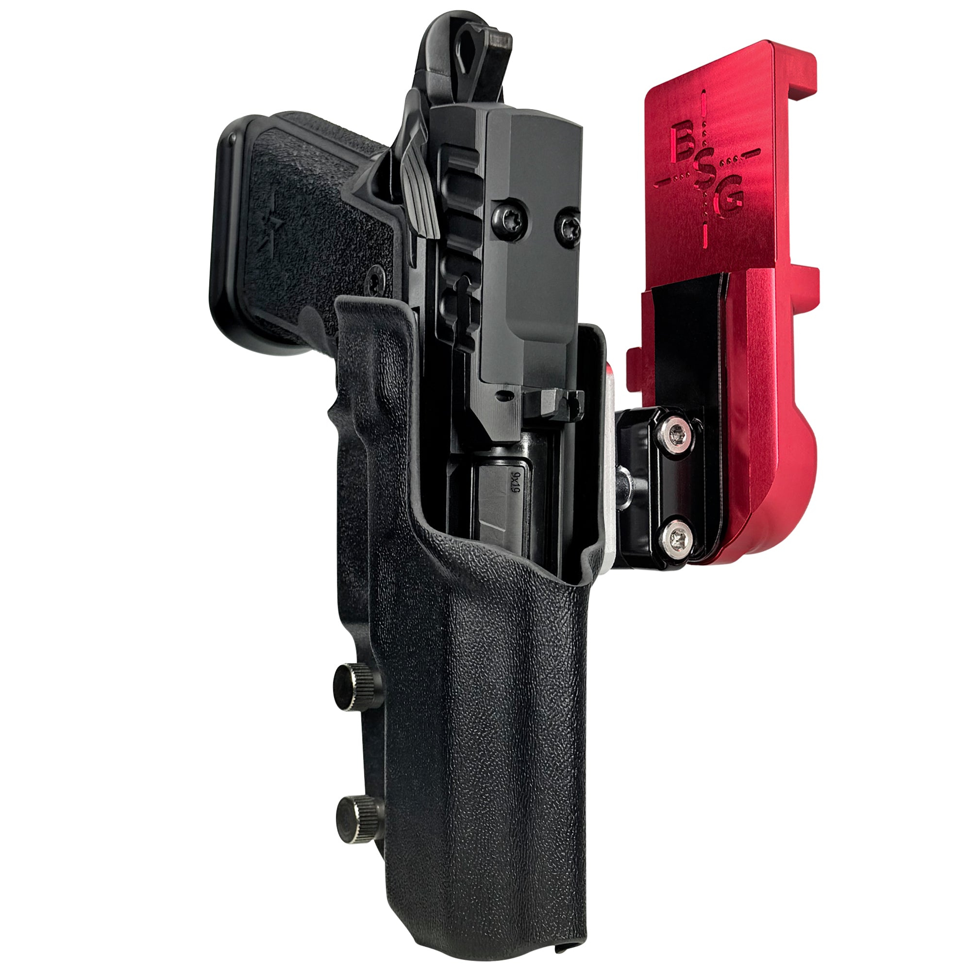 Staccato HD C4X IPSC/USPA Quick Mount Ball Joint Holster with Red Belt Attachment, Black Holster Shell