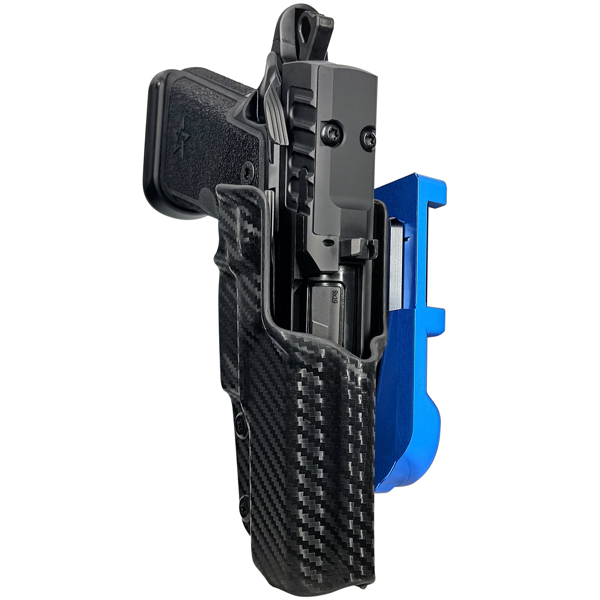 Staccato HD C4X IDPA Quick Mount Holster with Blue Belt Attachment, Carbon Fiber Holster Shell