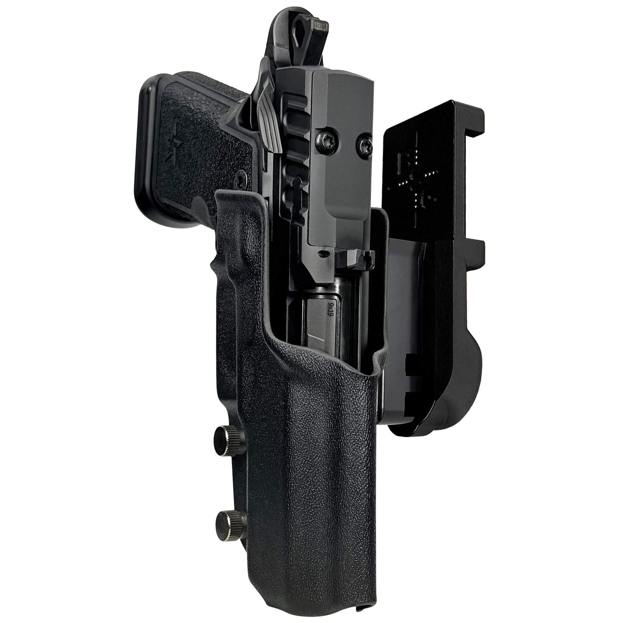 BLANK IPSC/USPA Quick Mount Holster with Black Belt Attachment, Black Holster Shell