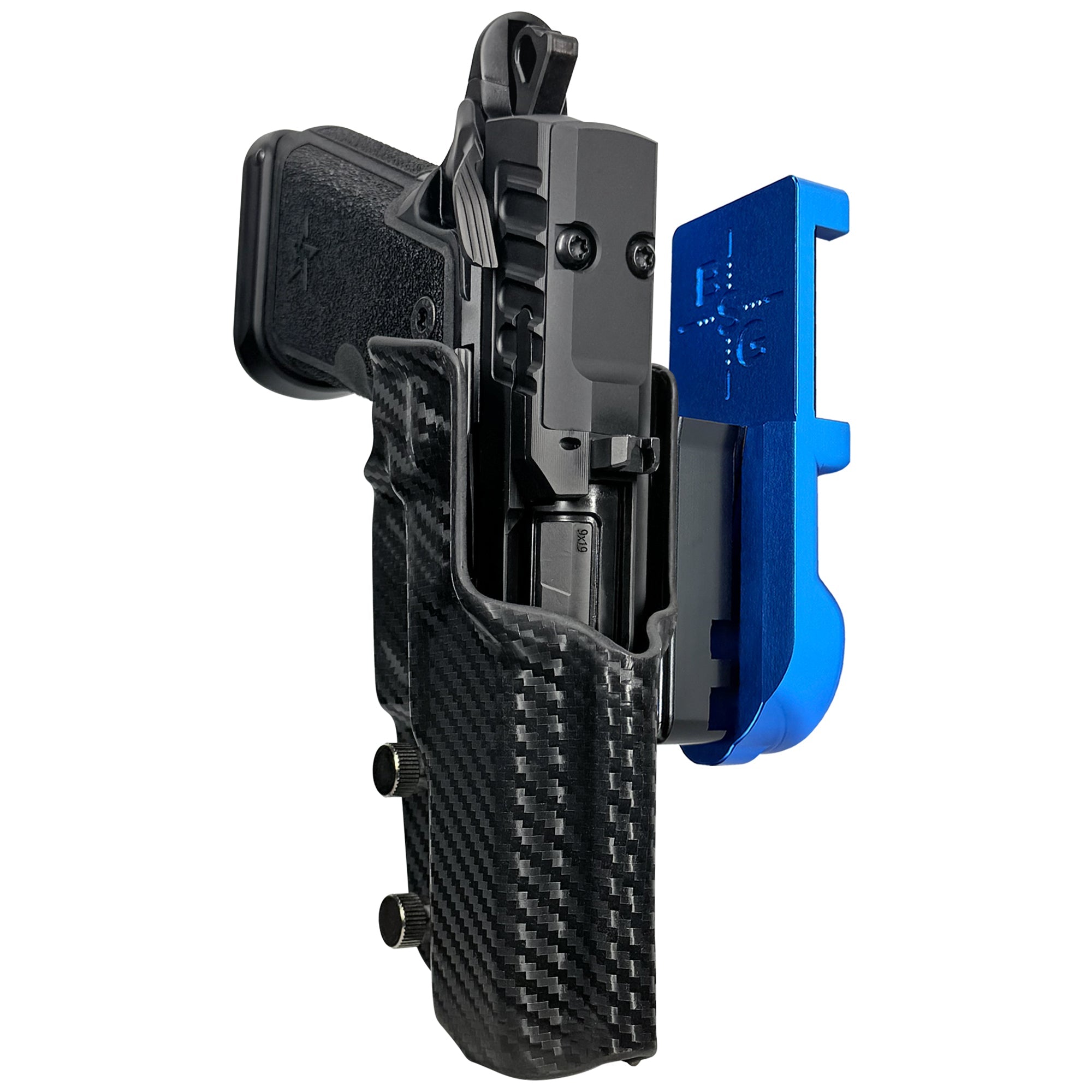 Staccato HD C4X IPSC/USPA Quick Mount Holster with Blue Belt Attachment, Carbon Fiber Holster Shell