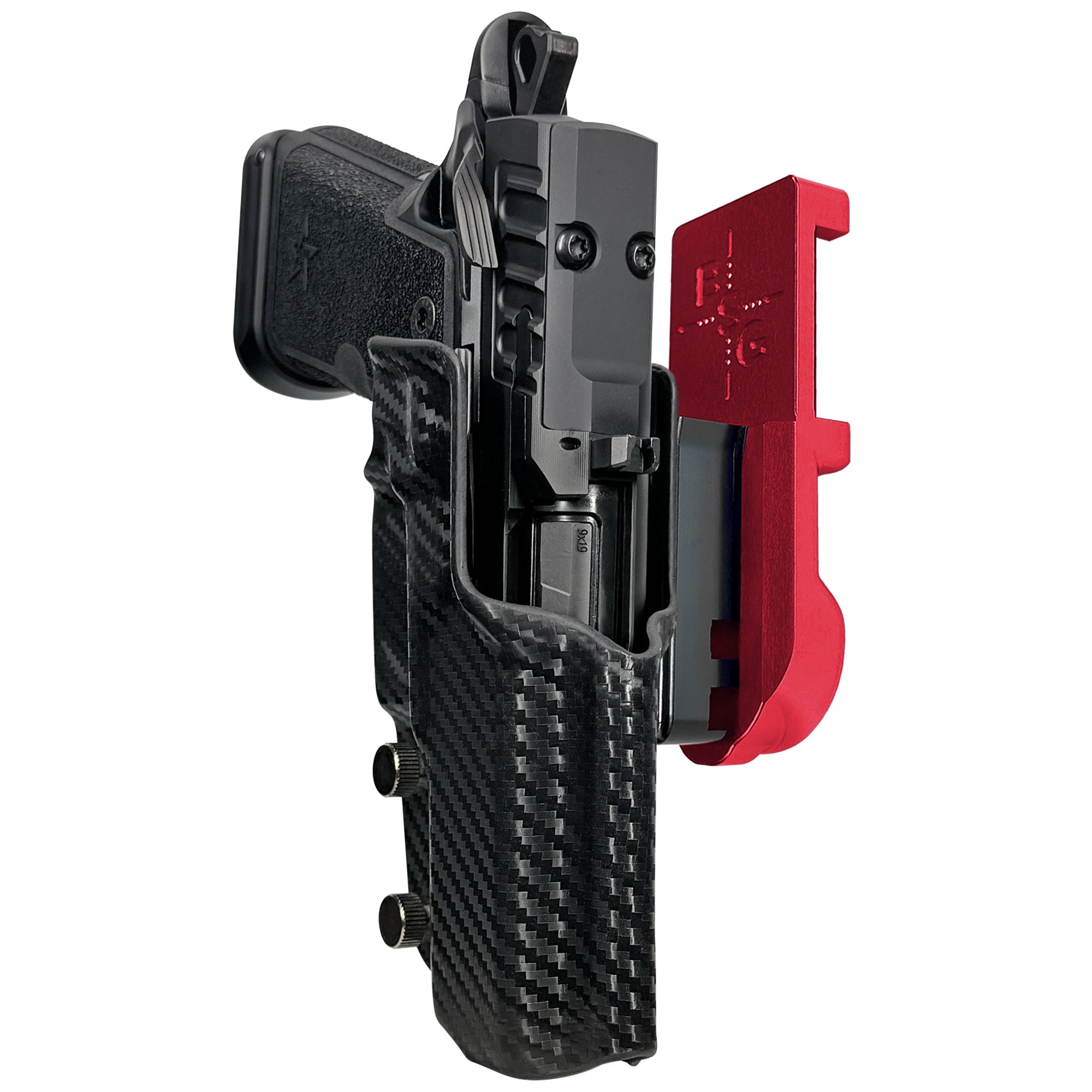 Staccato HD C4X IPSC/USPA Quick Mount Holster with Red Belt Attachment, Carbon Fiber Holster Shell