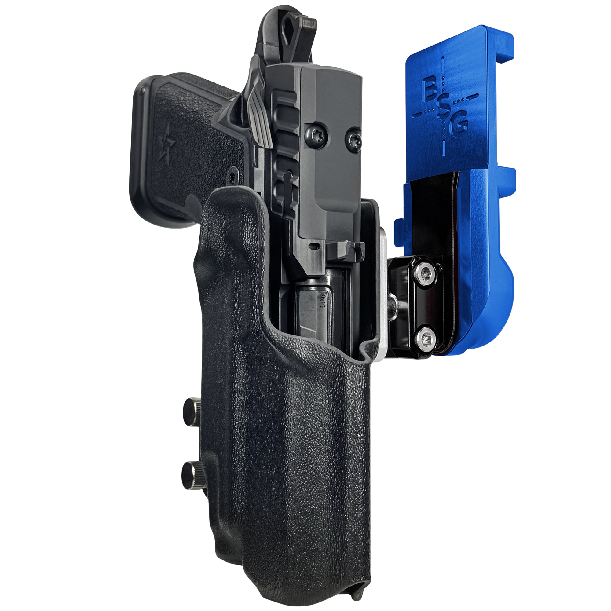 HD C4X TLR-7X IPSC/USPA Quick Mount Ball Joint Holster with Blue Belt Attachment, Black Holster Shell