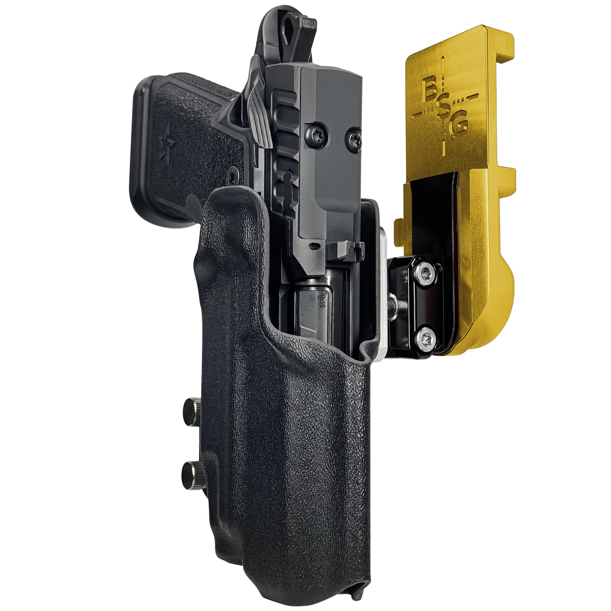 HD C4X TLR-7X IPSC/USPA Quick Mount Ball Joint Holster with 24K Gold Belt Attachment, Black Holster Shell
