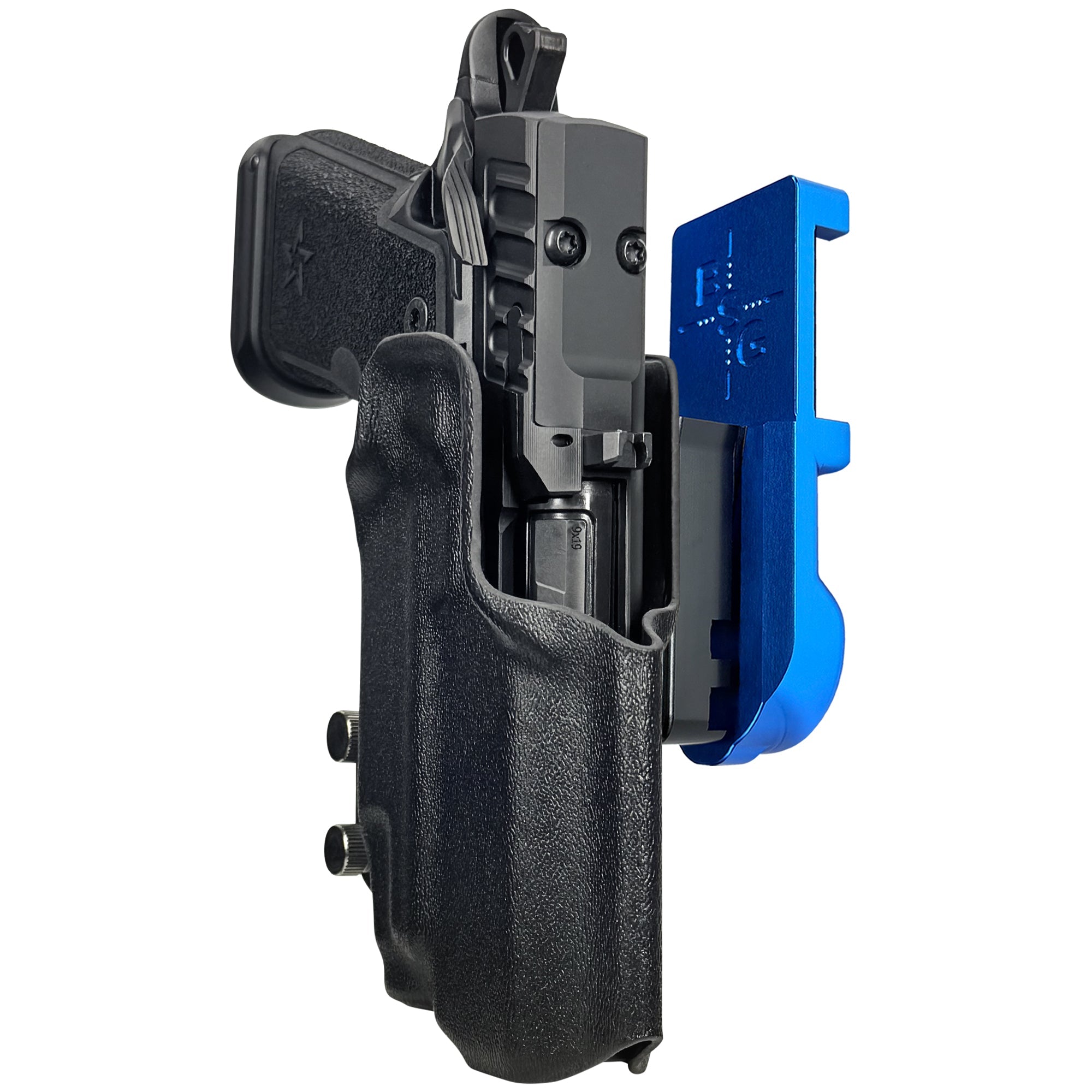 HD C4X TLR-7X IPSC/USPA Quick Mount Holster with Blue Belt Attachment, Black Holster Shell