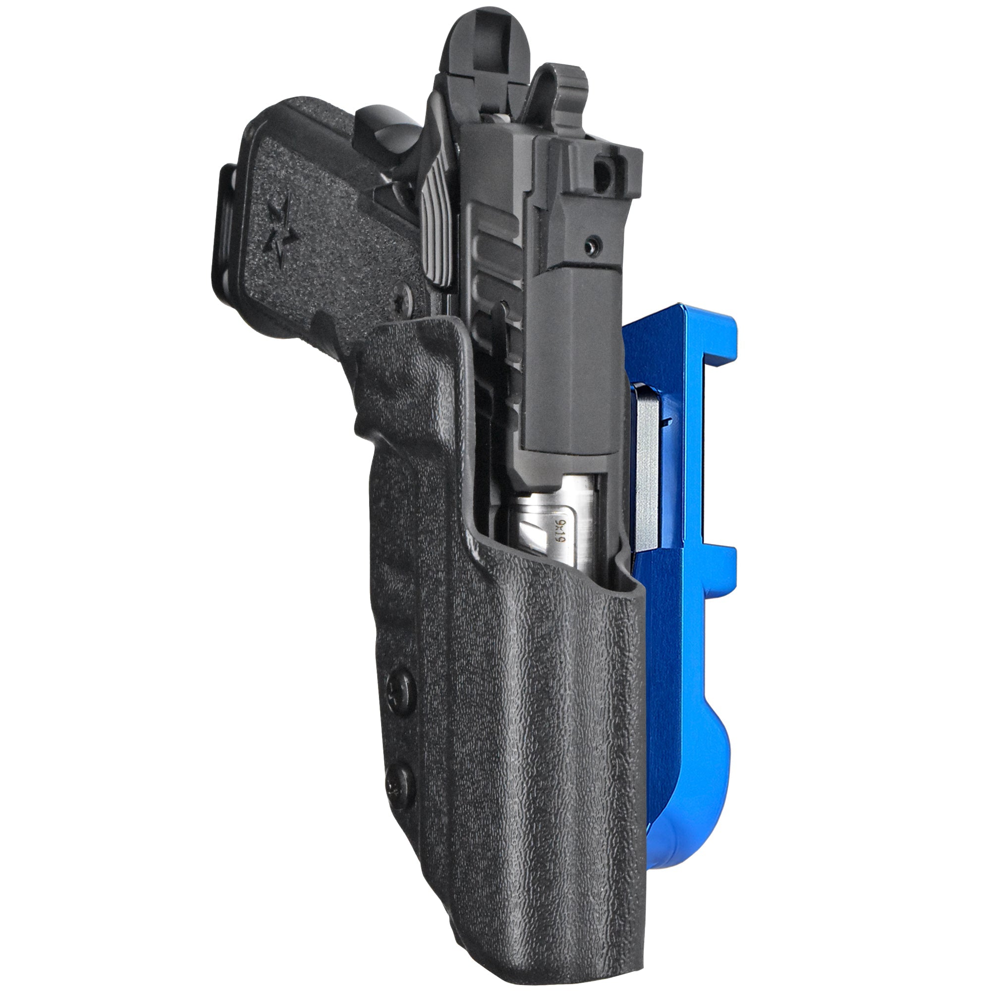 Staccato CS 2023 IDPA Quick Mount Holster with Blue Belt Attachment, Black Holster Shell