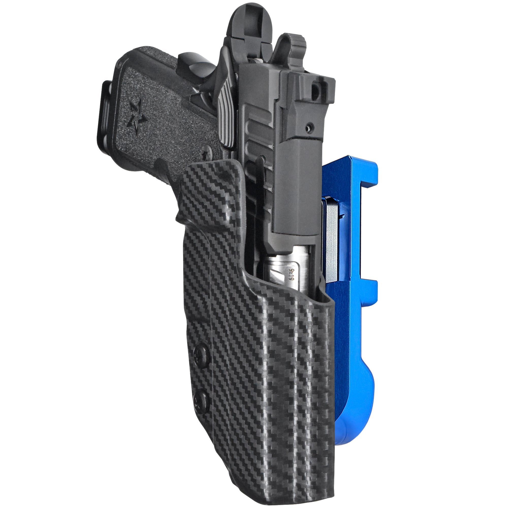 Staccato CS 2023 IDPA Quick Mount Holster with Blue Belt Attachment, Carbon Fiber Holster Shell