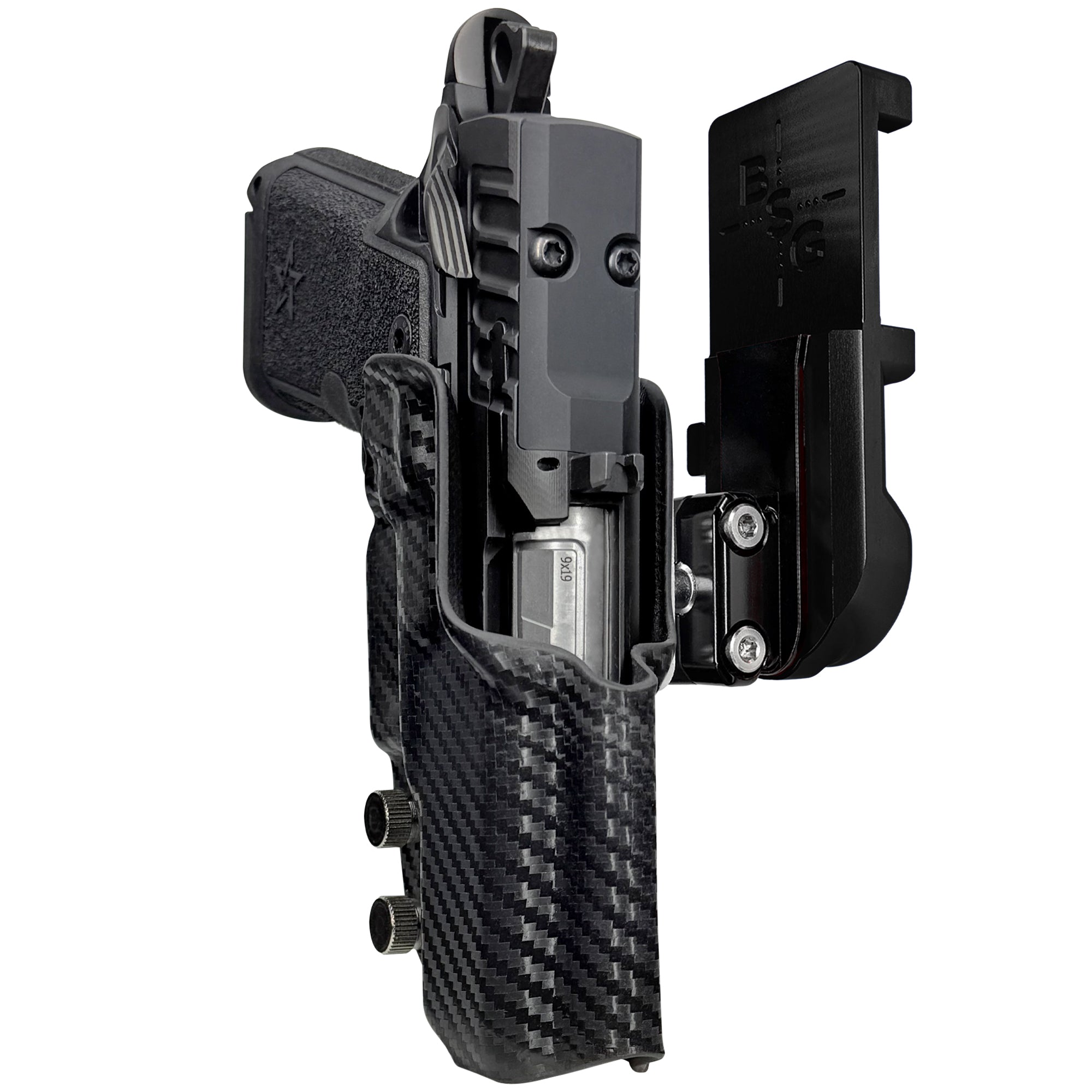 Staccato HD C3.6 IPSC/USPA Quick Mount Ball Joint Holster with Black Belt Attachment, Carbon Fiber Holster Shell