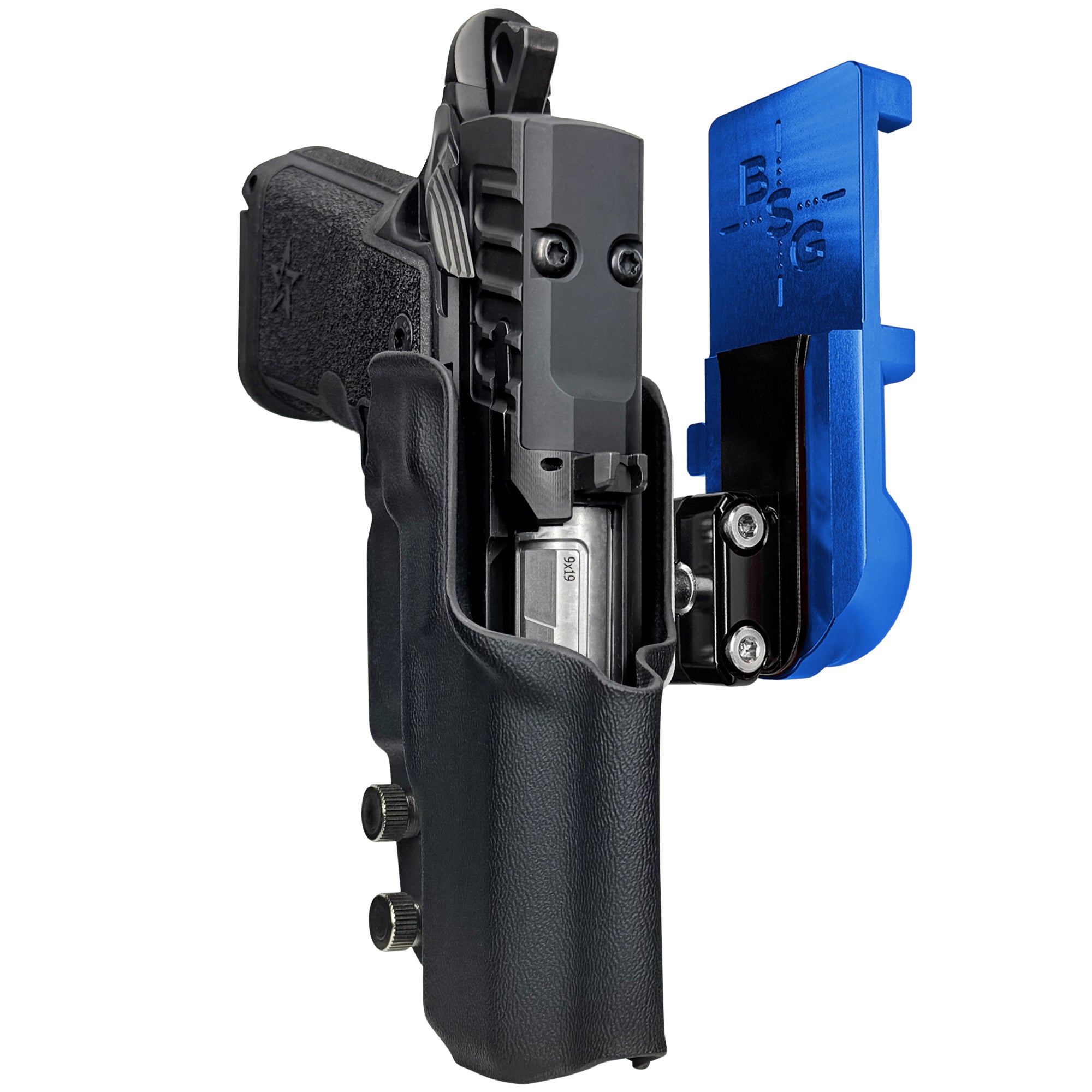 Staccato HD C3.6 IPSC/USPA Quick Mount Ball Joint Holster with Blue Belt Attachment, Black Holster Shell