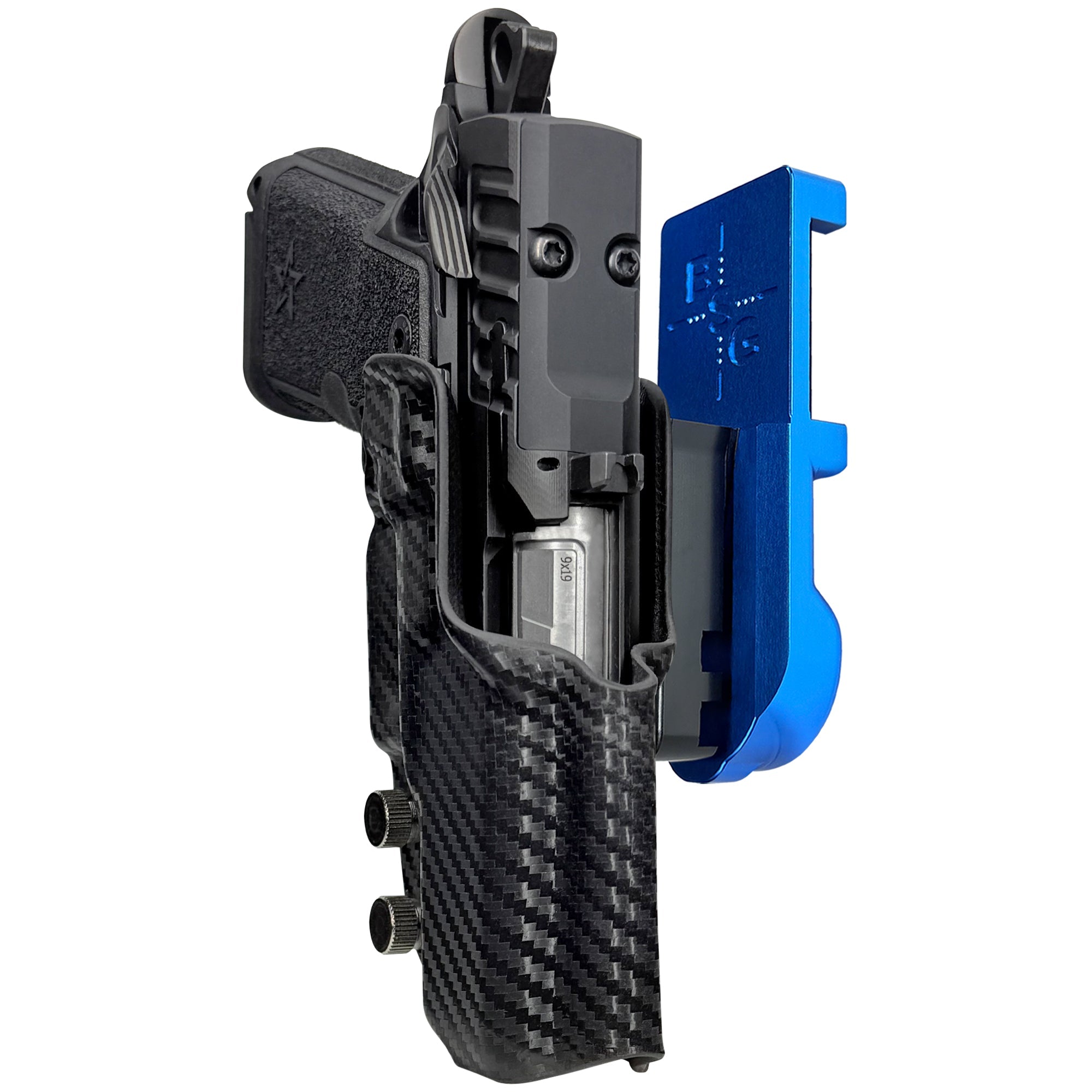 Staccato HD C3.6 IPSC/USPA Quick Mount Holster with Blue Belt Attachment, Carbon Fiber Holster Shell