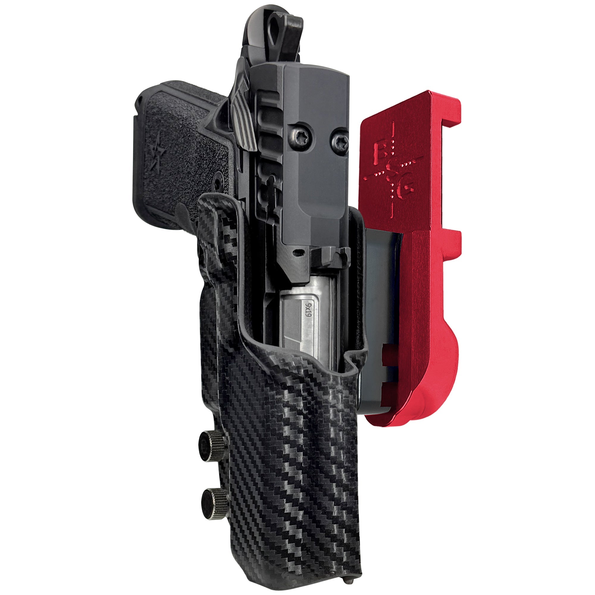 Staccato HD C3.6 IPSC/USPA Quick Mount Holster with Red Belt Attachment, Carbon Fiber Holster Shell