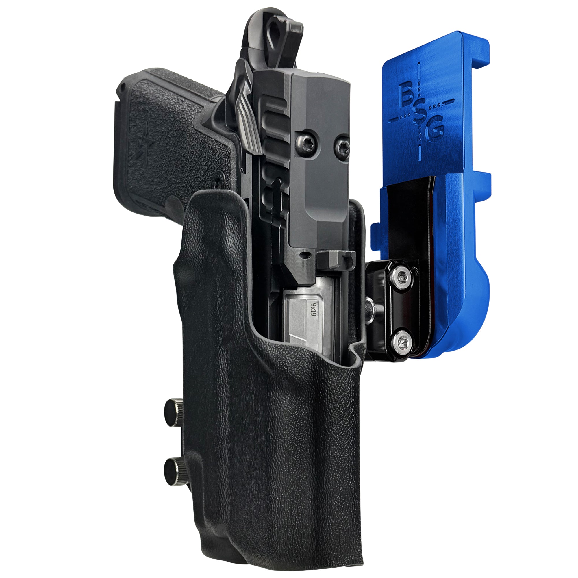 Staccato HD C3.6 TLR7X IPSC/USPA Quick Mount Ball Joint Holster with Blue Belt Attachment, Black Holster Shell