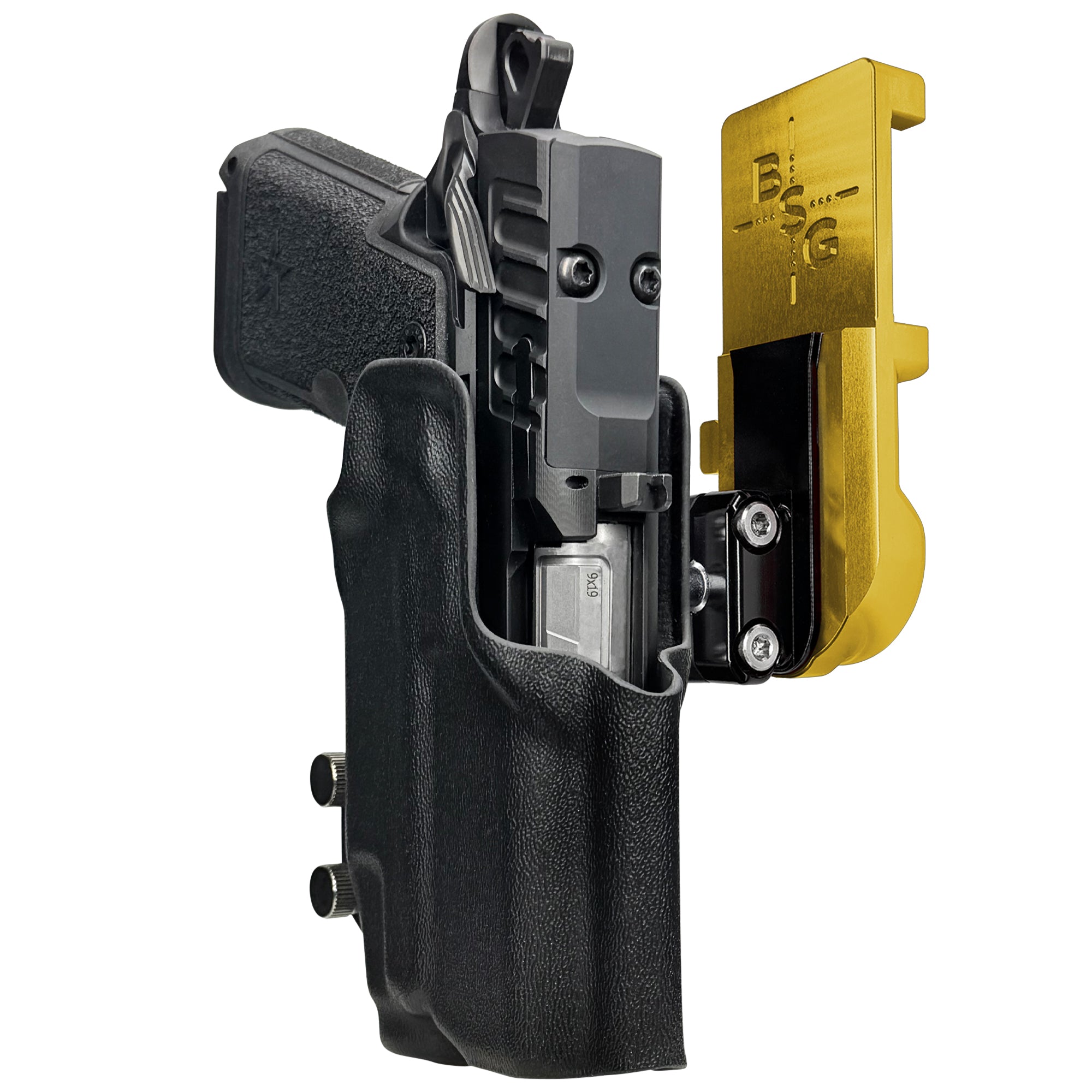 Staccato HD C3.6 TLR7X IPSC/USPA Quick Mount Ball Joint Holster with 24K Gold Belt Attachment, Black Holster Shell