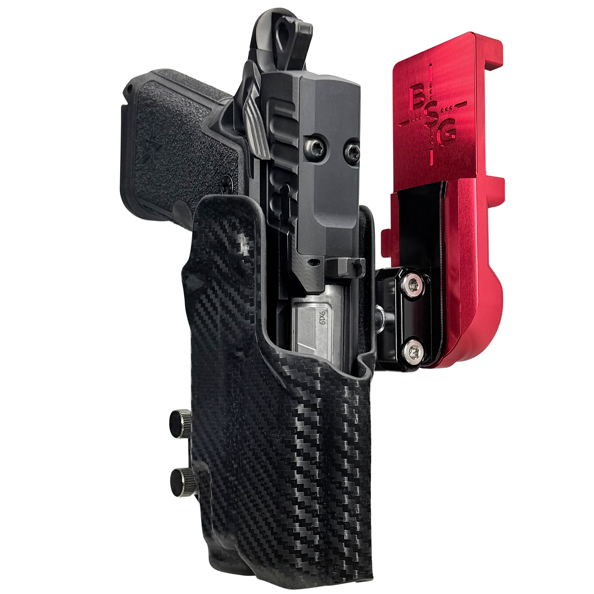 Staccato HD C3.6 TLR7X IPSC/USPA Quick Mount Ball Joint Holster with Red Belt Attachment, Carbon Fiber Holster Shell