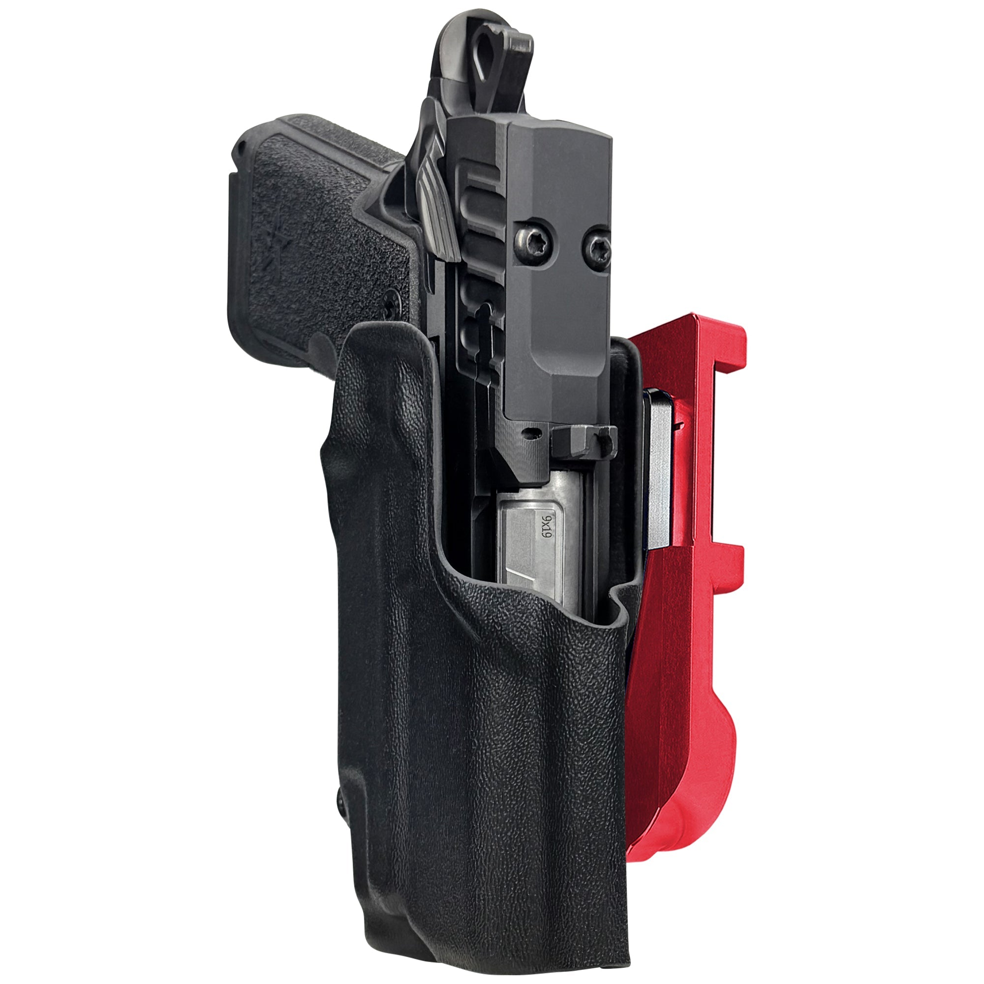 Staccato HD C3.6 TLR7X IDPA Quick Mount Holster with Red Belt Attachment, Black Holster Shell