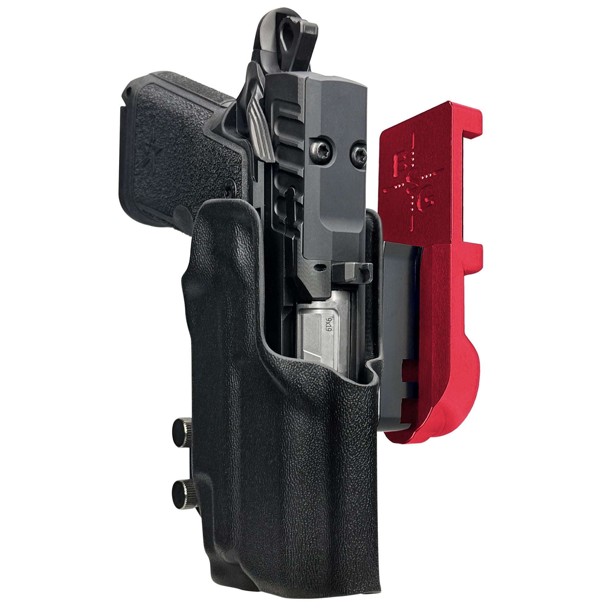 Staccato HD C3.6 TLR7X IPSC/USPA Quick Mount Holster with Red Belt Attachment, Black Holster Shell